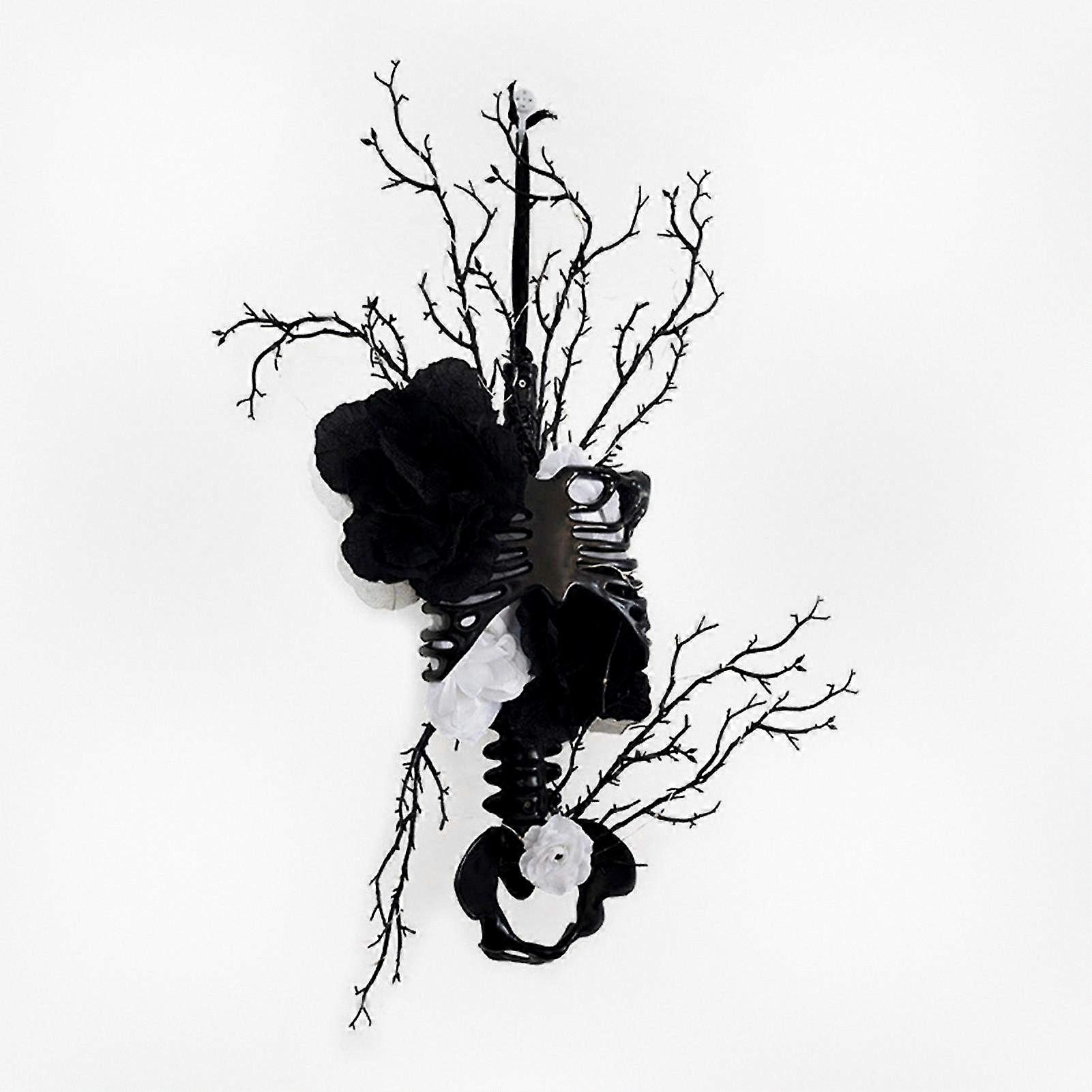 Glowing Skeleton Wreath Halloween Decor with Lights for Spooky Party Hanging Display