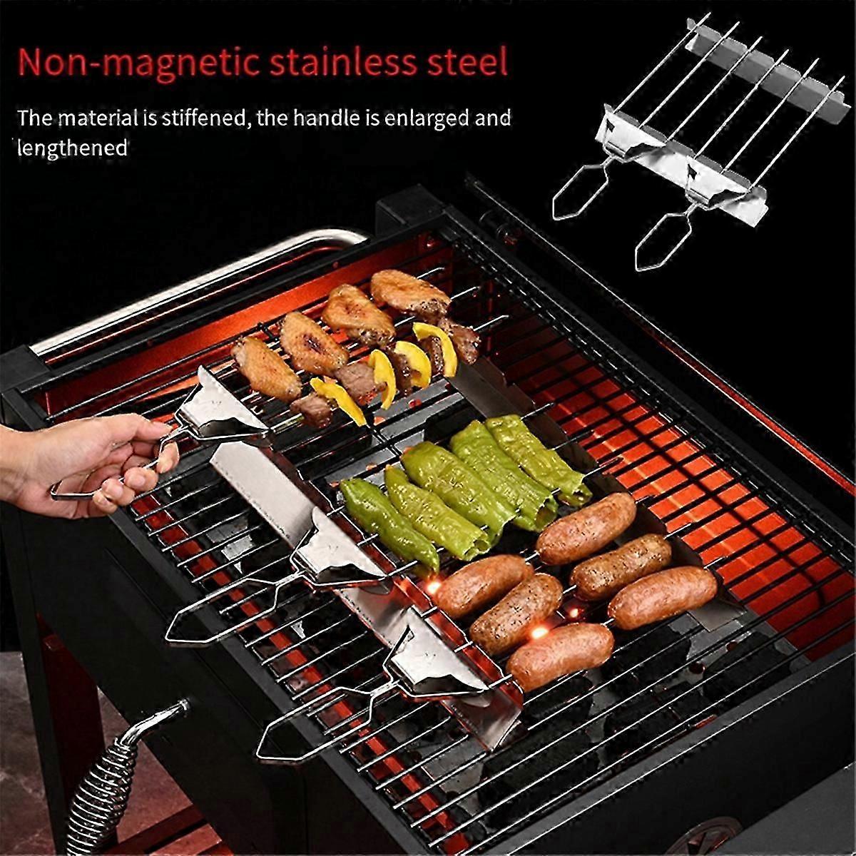 3 Way Grill Skewers Shrimp Skewers Set BBQ Fork Kebab Stick Outdoor