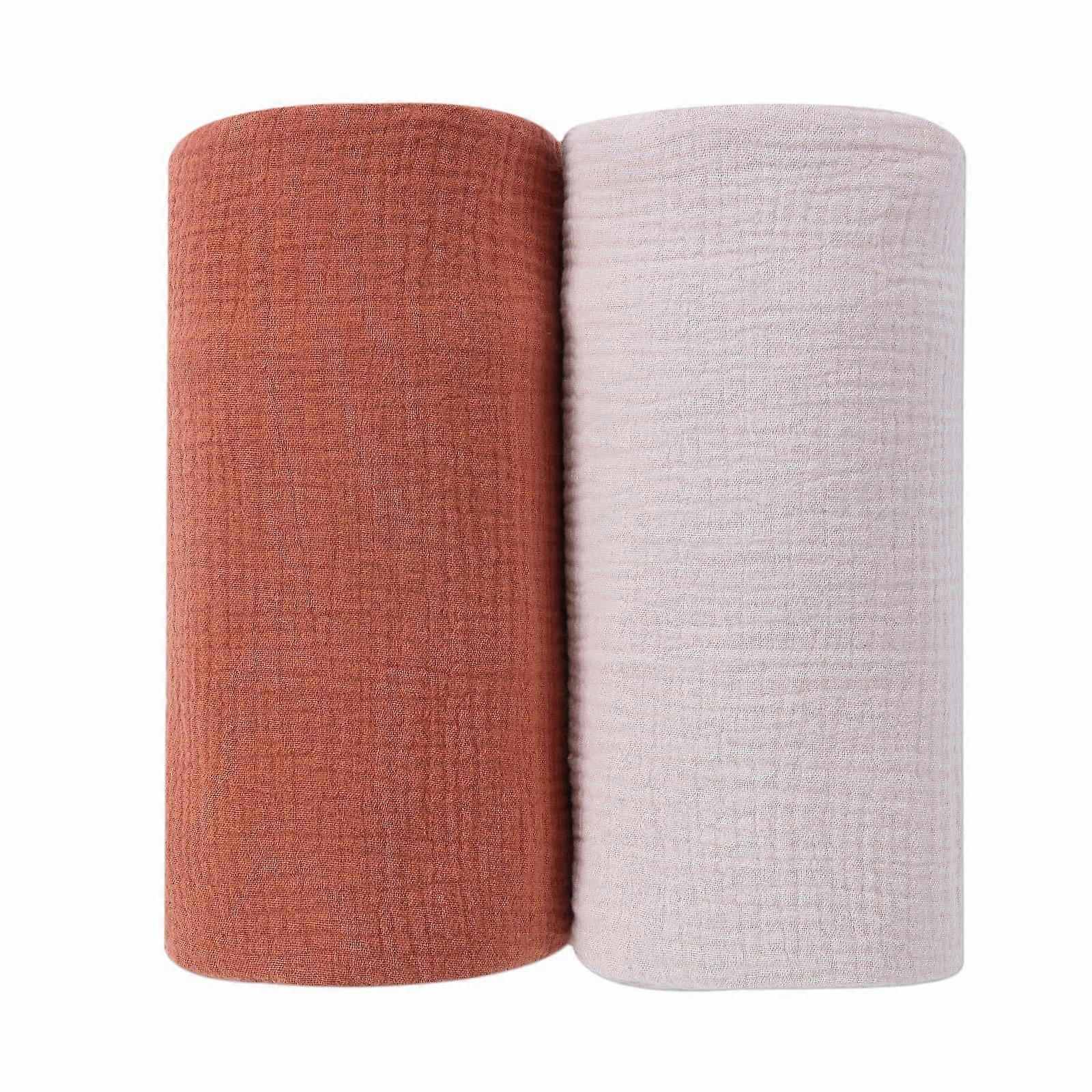 Pack of 2Pcs Multifunctional Baby Blanket for Newborns Comfortable Bath Towel Swaddles Wrap Toddlers Strollers Cover Bean flour plus rust