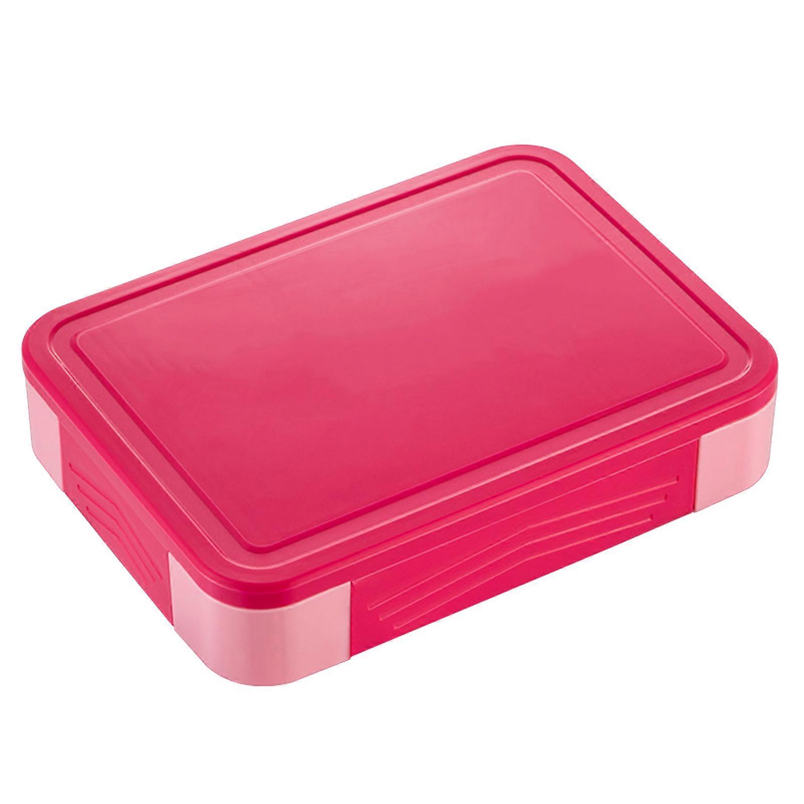 Lunch Box Microwave Bento Box Outdoor Picnic Fruit Food Container with Fork Spoon Suitable for Student and Professionals rose Red