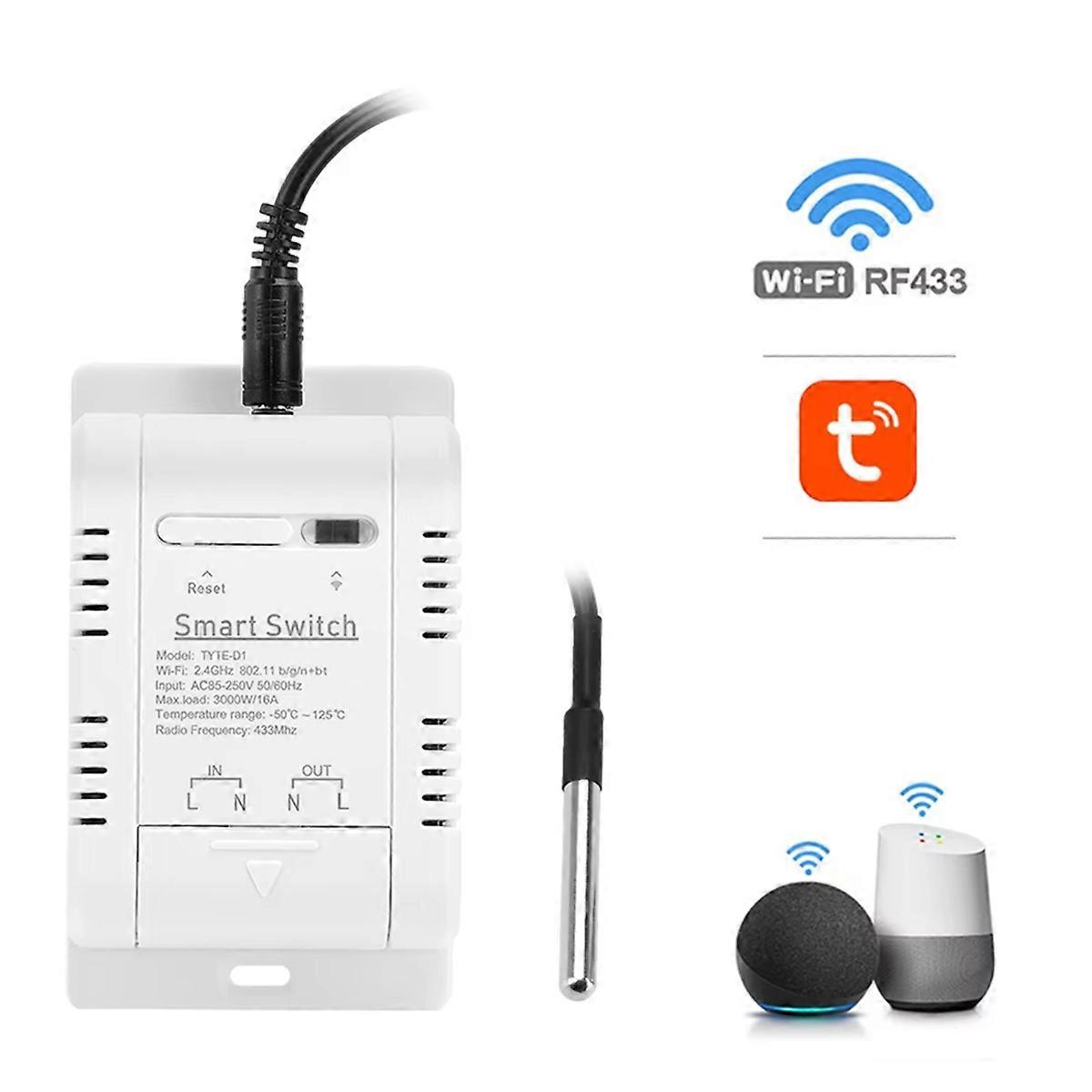 Tuya 16A 3000W Smart Temperature Switch Power Monitor