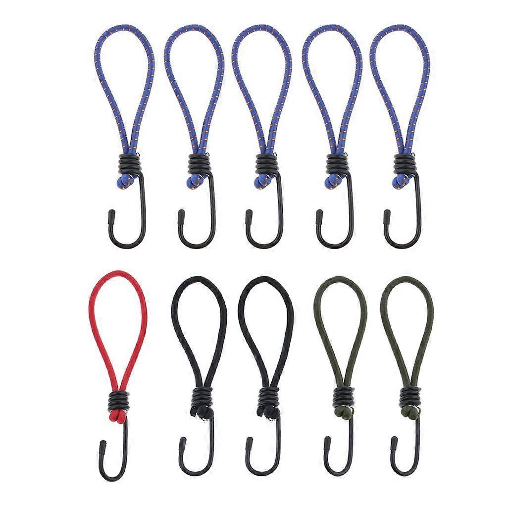 10 Pcs Bungee Hook Tie - Elastic Rope Stretch Cord Tarp Straps with Hook