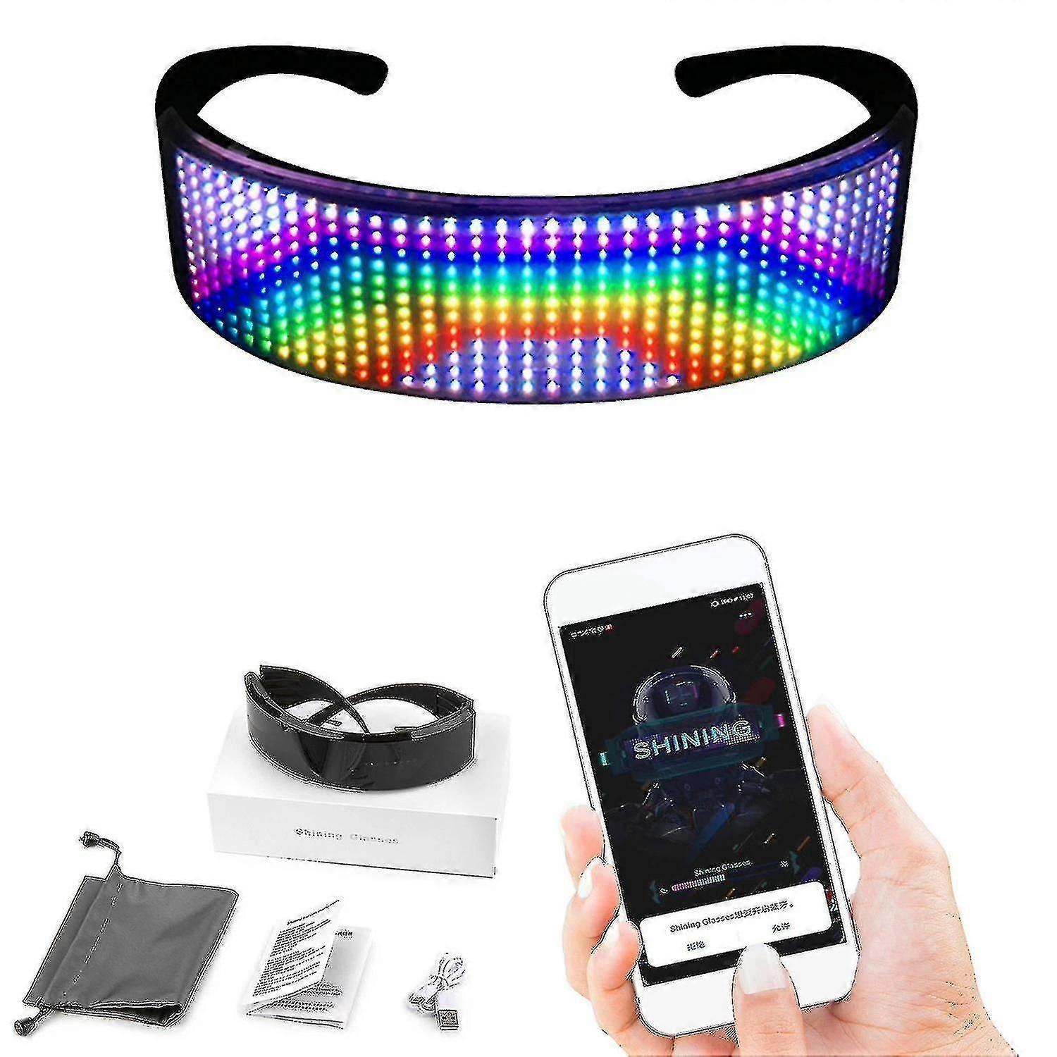 Customizable Led Bluetooth Glasses For Adults Flashing Display, Diy Text Animation