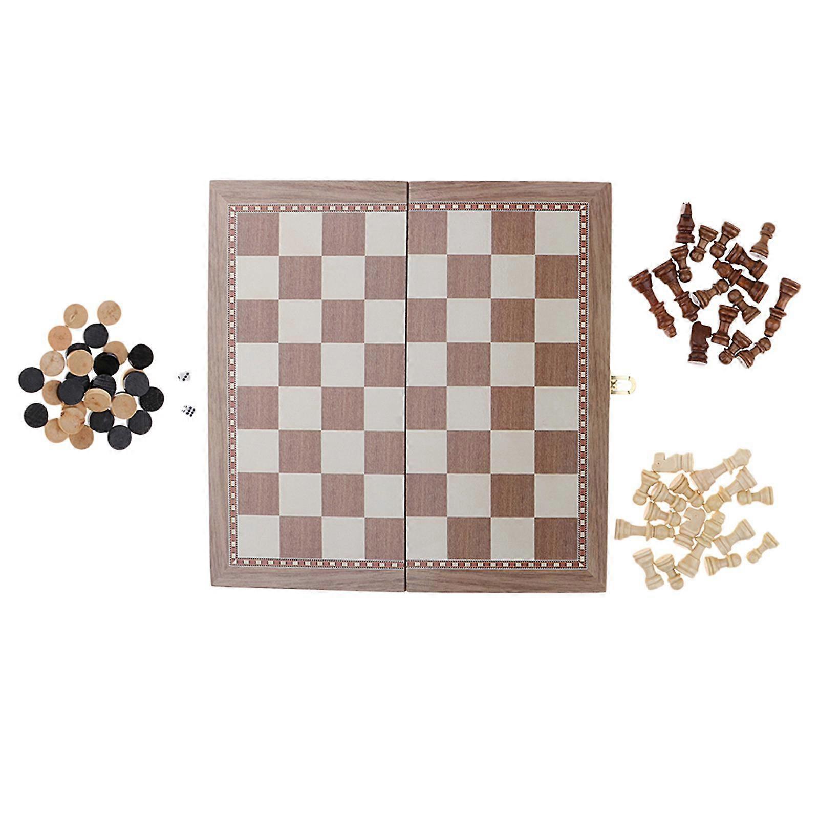 Folding Chess Set Storage & Round Extra Pieces -