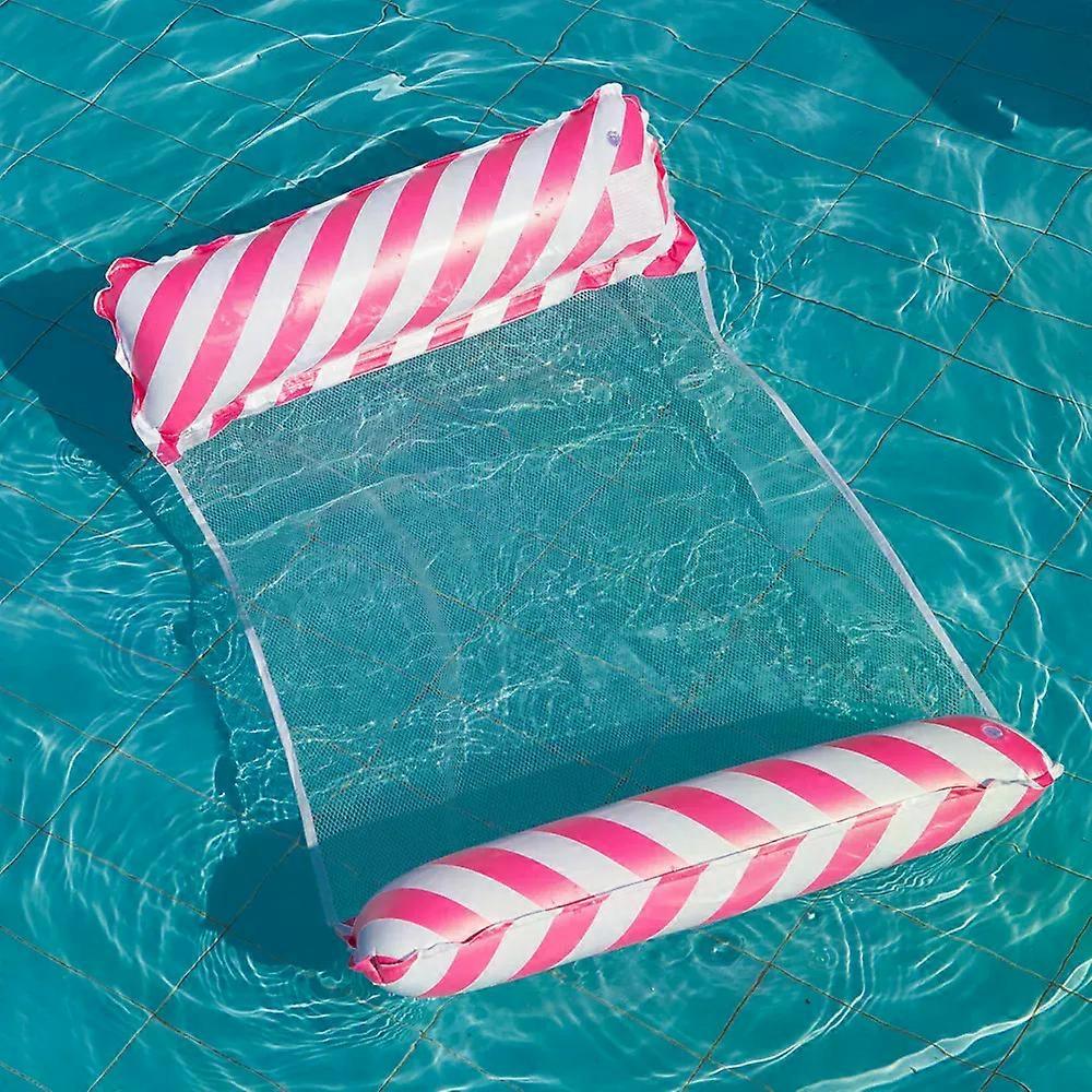 Foldable Striped Inflatable Lounge Chair, Suitable For Swimming Pool Parties And Beach Leisure Floating Beds With Net Backrest