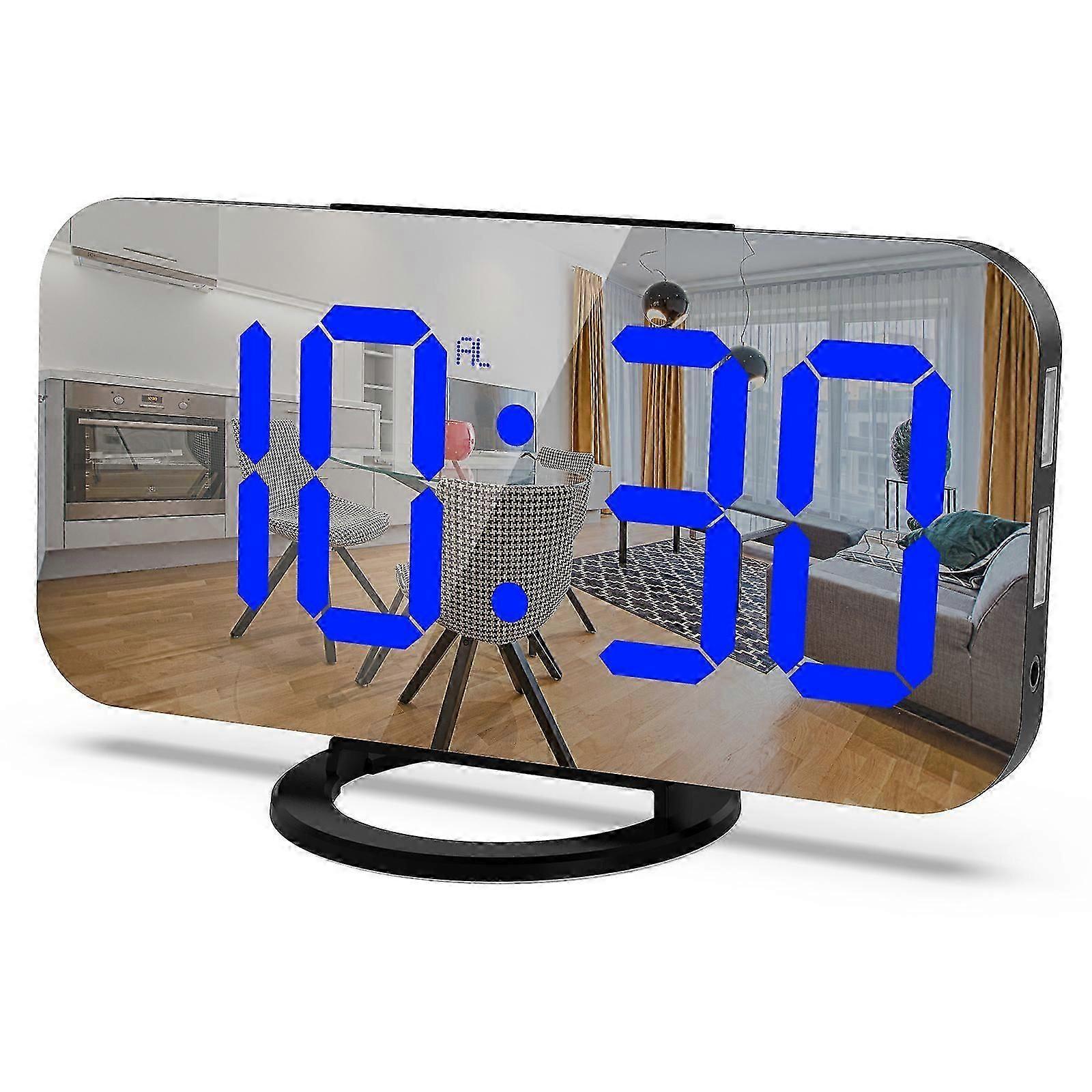 Digital Alarm Clock, Large Led Display With Dual Usb Charger Ports
