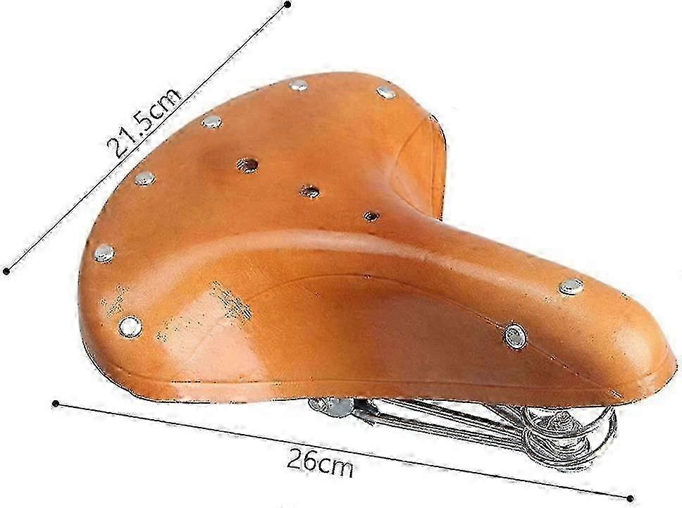Genuine Leather Spring Bike Saddle, Retro Replacement Leather Bicycle Saddle Cushion