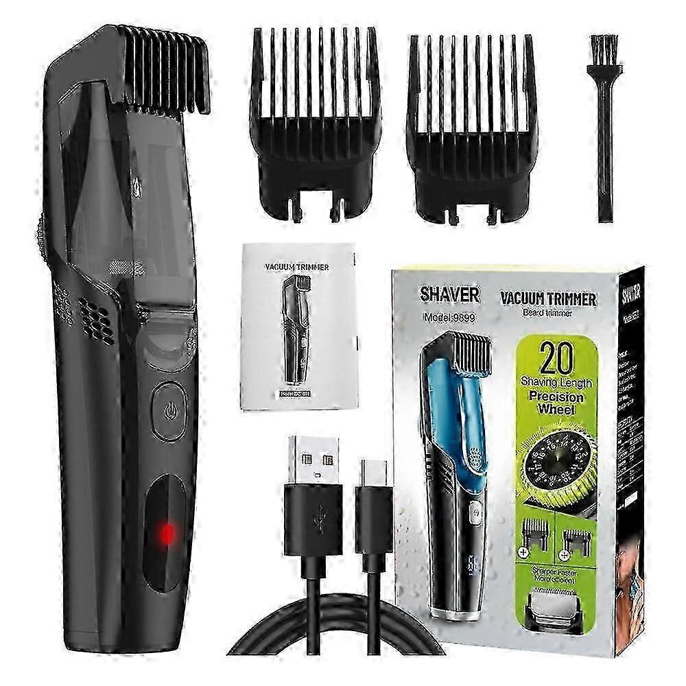 Vacuum Beard Trimmer, Rechargeable Mustache Trimmer with Adjustable Comb (1-20mm), IPX6 Waterproof for Beard, Mustache & Stubble BD