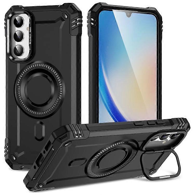 Compatible For Samsung Galaxy A26 5G Case Compatible with MagSafe Metal Lens Frame Kickstand PC + TPU Mobile Cover