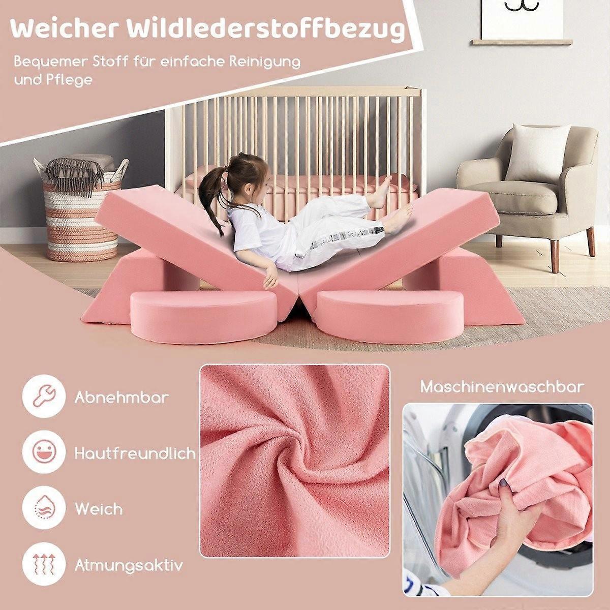 Modular children's sofa, play sofa, modular sofa with removable cover, 105.5 x 101 x 48 cm, pink