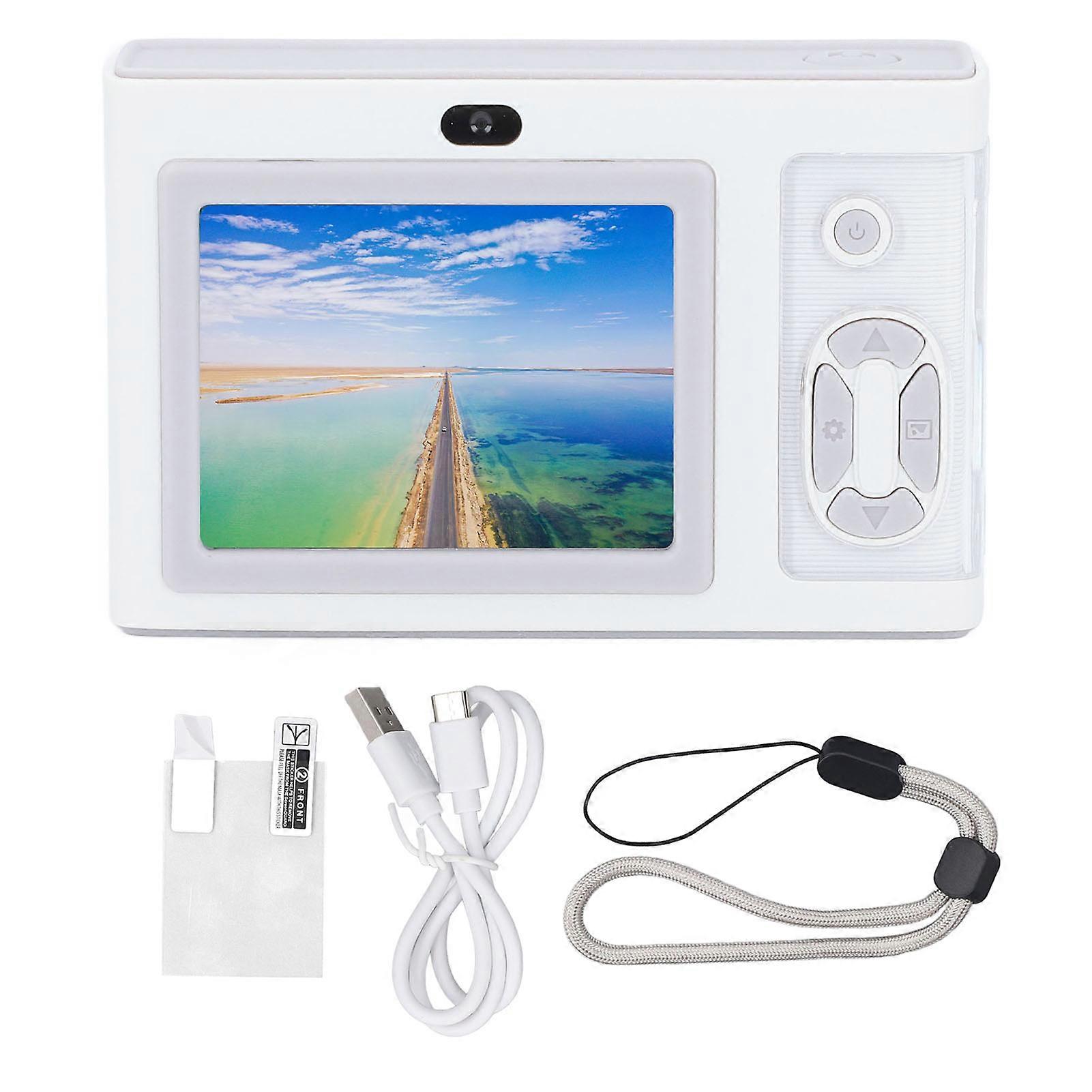 1080P HD Dual Lens Digital Camera with 4X Zoom, MP3 Player, and LED Fill Light White