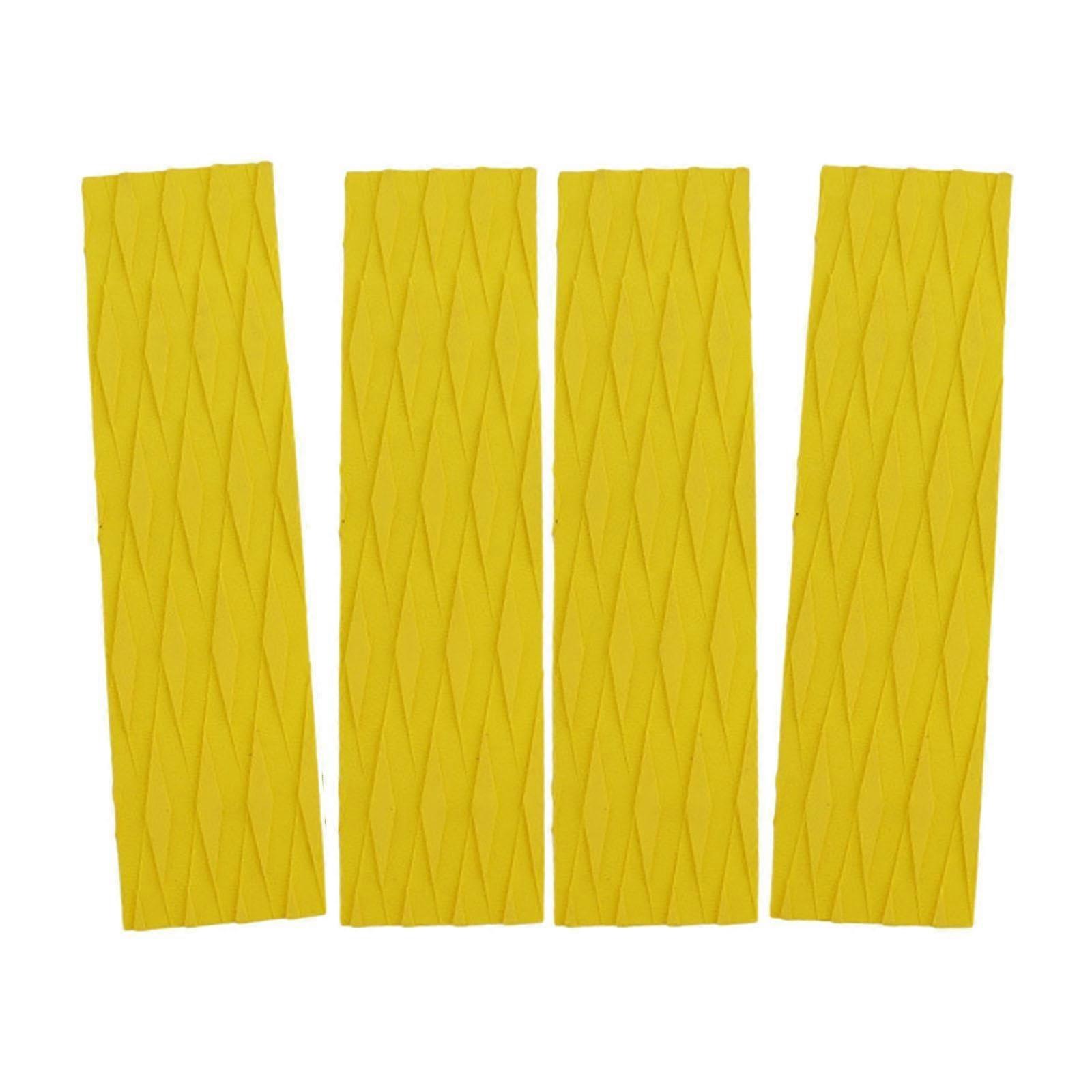 Pack of 4 Surfboard Traction Pads EVA Non Slip Boot Decking Sheet Deck Grip for Swimming Pool Step Yellow