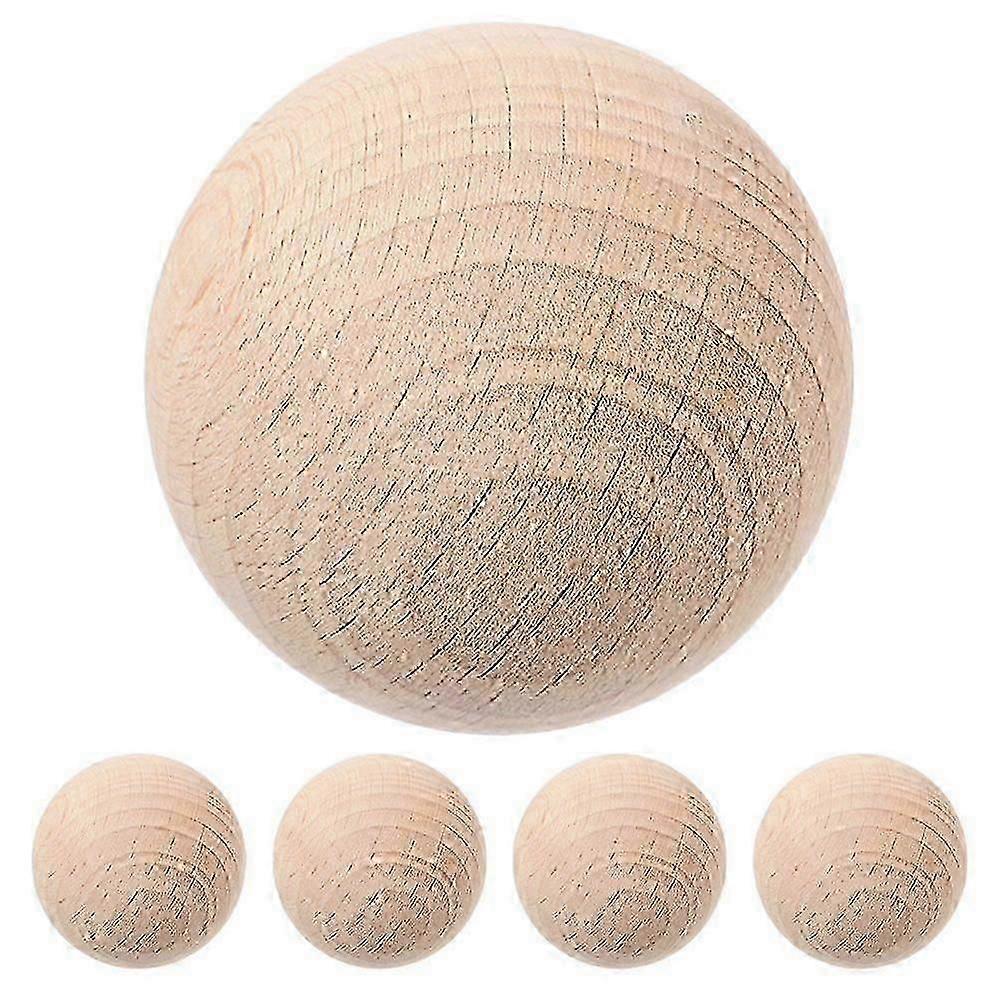 5pcs屋外芝生ゲーム&DIYクラフトのための未完成の木製クロケットボール