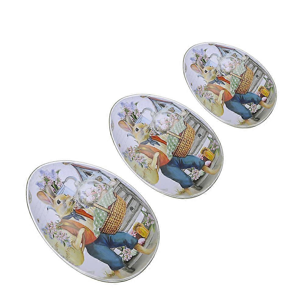 3pcs Tinplate Easter Egg Candy Box Decorative Candy Box Package Box