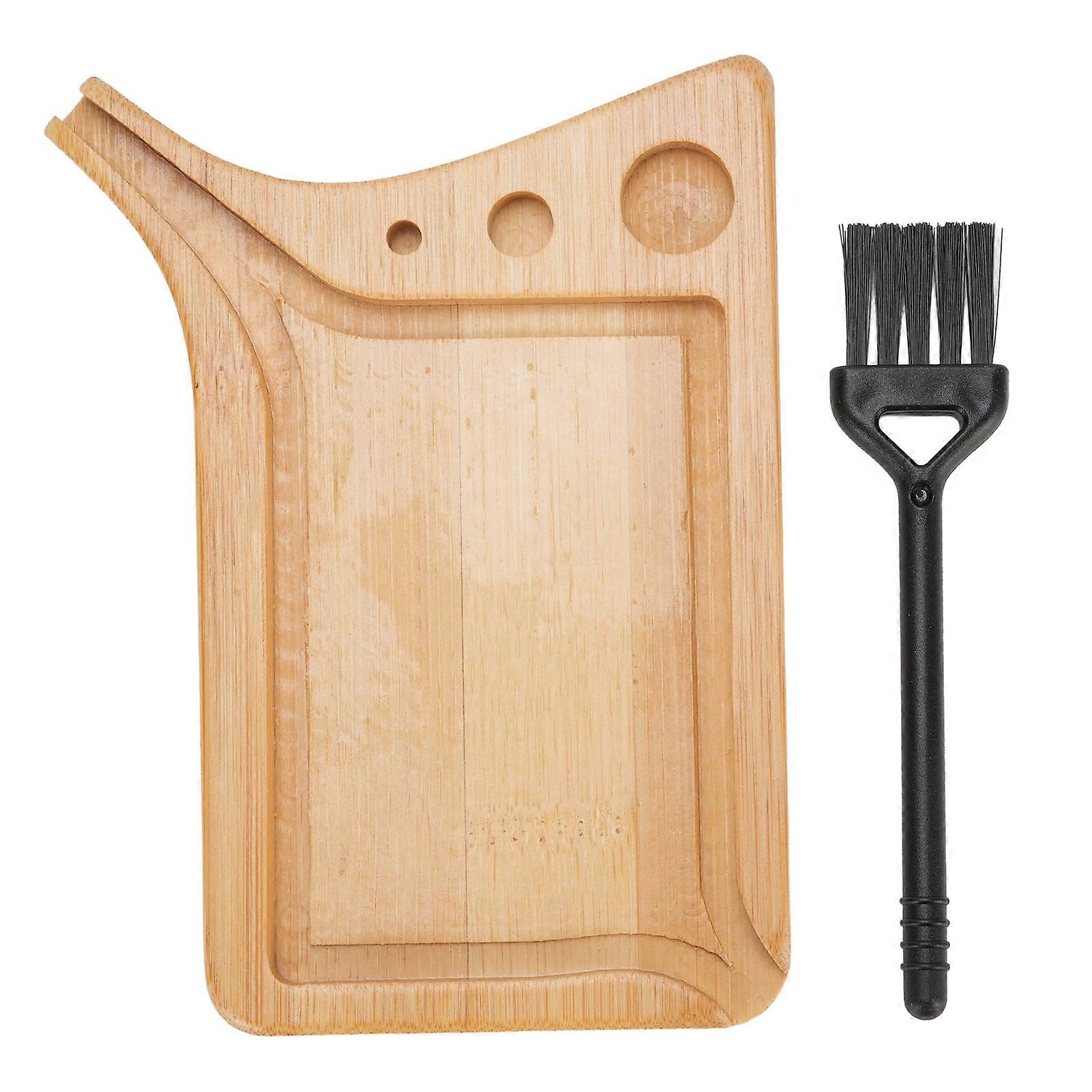 Rolling Tray with Brush Spout Slots Rounded Edges Multipurpose Bamboo Rolling Tray