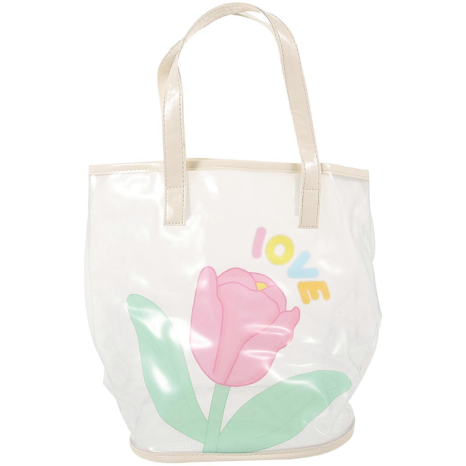 Beach Essentials Bag Rectangular Shape Simple Color Matching Large Capacity Travel Cosmetics Organizer 32x31cm 1Pcs