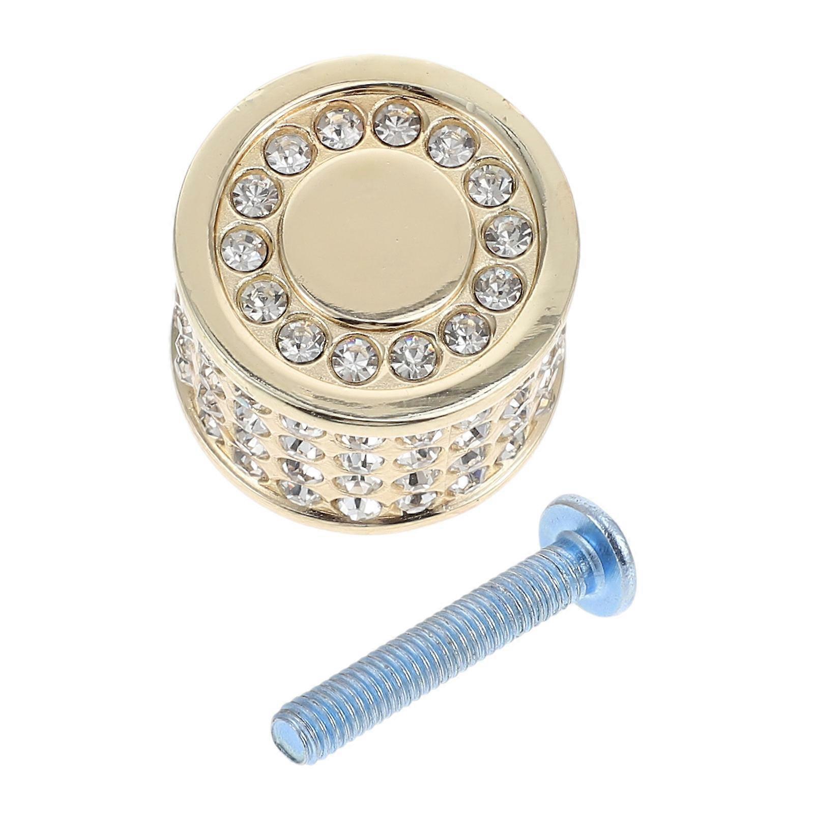 Dresser Hardware Knobs Rhinestone Inlaid Pull Handle Replacement For Wardrobe Round Shape 1Pack