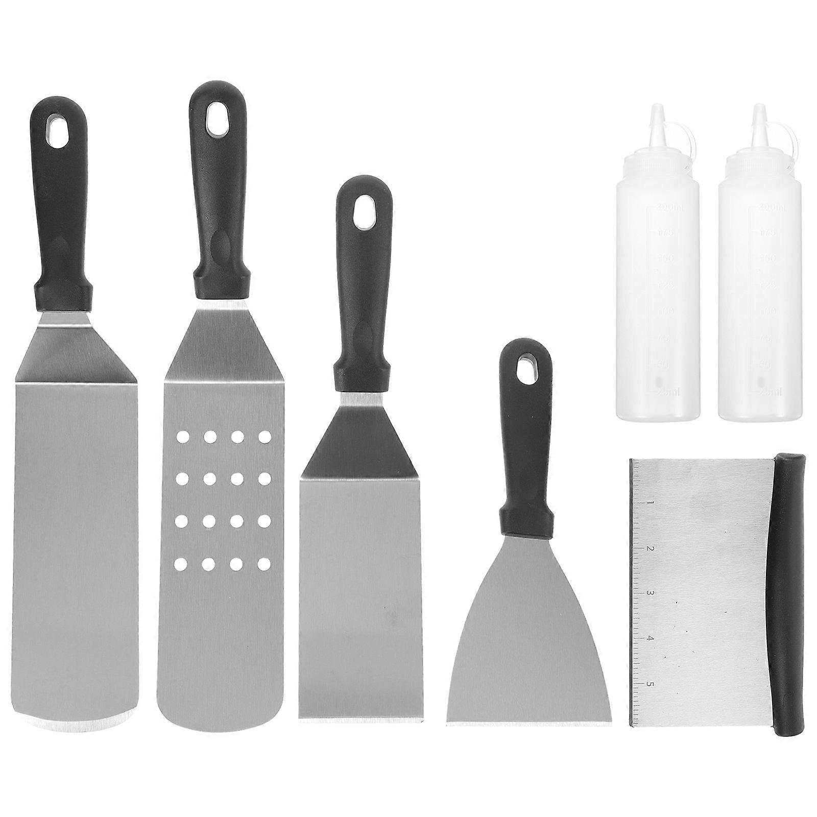 Grilling Tools Metal Spatula Outdoor Camping Picnics with Silicone and PP Material 36x7cm 1 Set