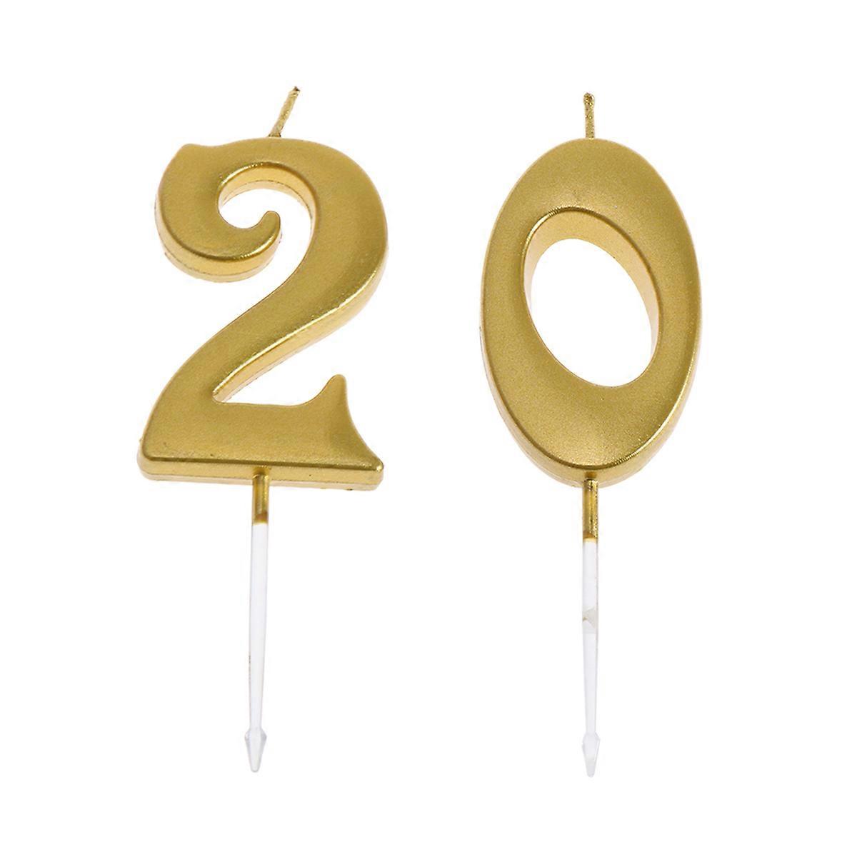 Cake Number Candles Party Golden Birthday Candle Number Shape Decoration Cake Topper 2Pcs
