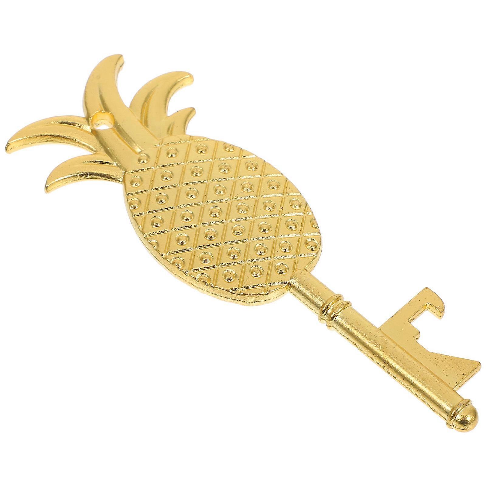 Pineapple Shaped Bottle Opener Keychain Tool for Hawaiian Wedding Birthday Party Souvenir Golden 8.50X3.70X0.50CM 1Pack