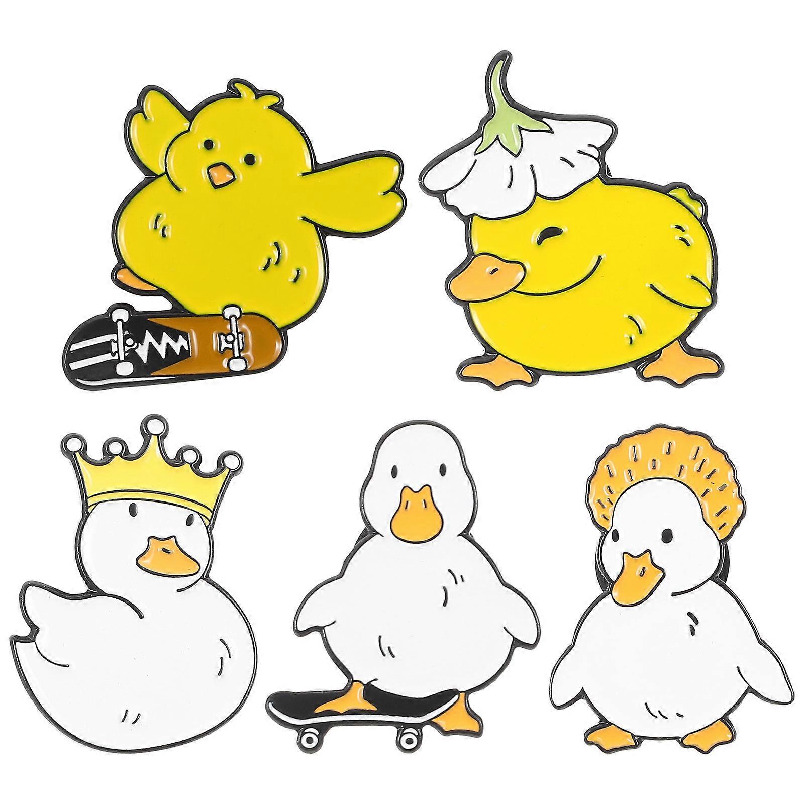Small Duck Brooch Animal Lapel Pins for Clothes 1Set Assorted Color Alloy