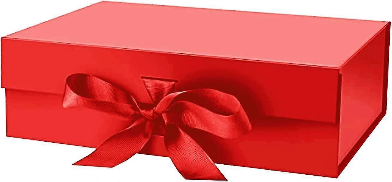 10.5" Large Gift Box With Magnetic Lid And Ribbon For Presents (large, Red)