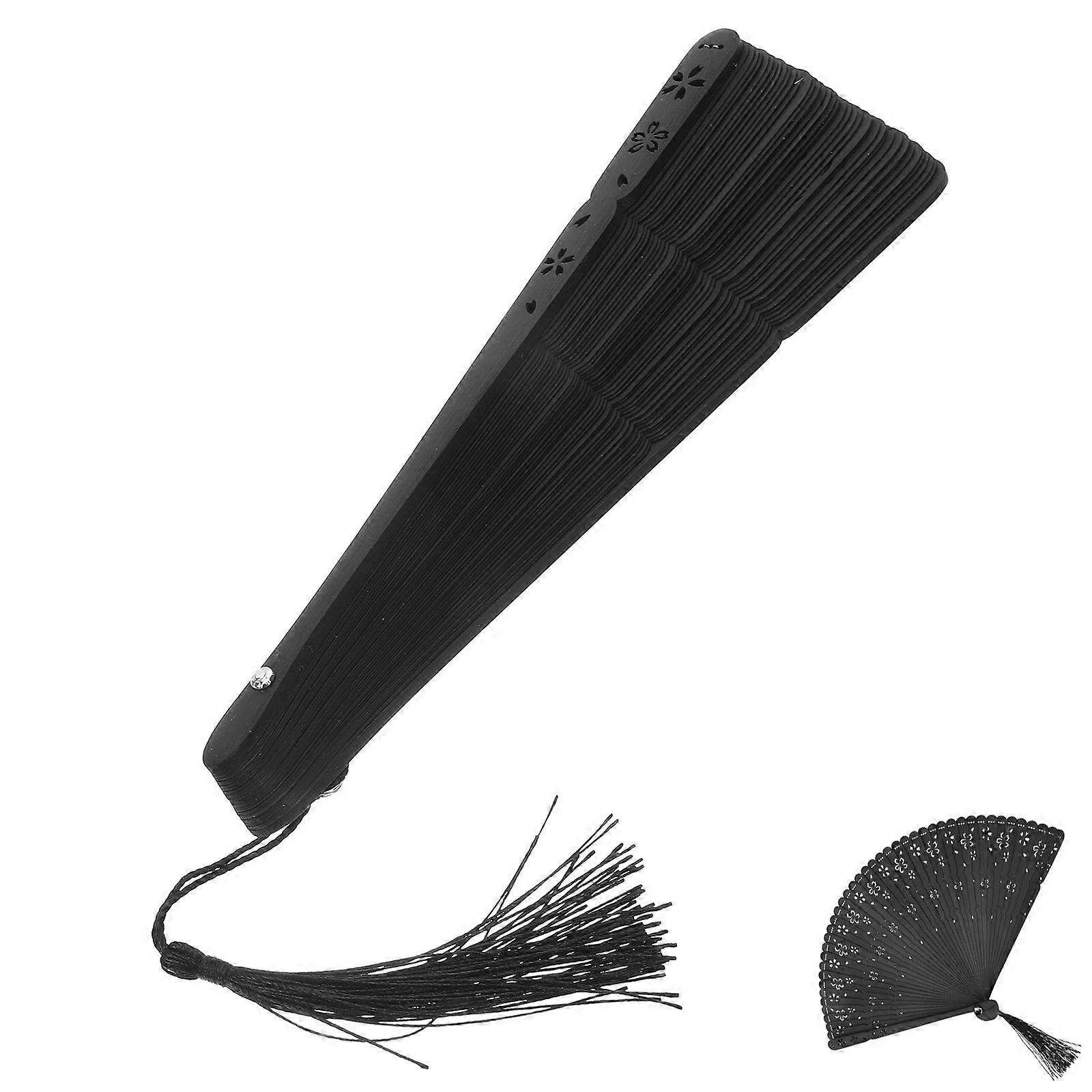 Lightweight Bamboo Handheld Folding Fan with Tassel, Sturdy Manual Fan for Party and Cosplay Use