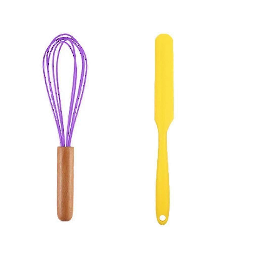 2 Piece Mini Kitchen Utensil Set- Silicone Kitchen Tools With Wood Handles
