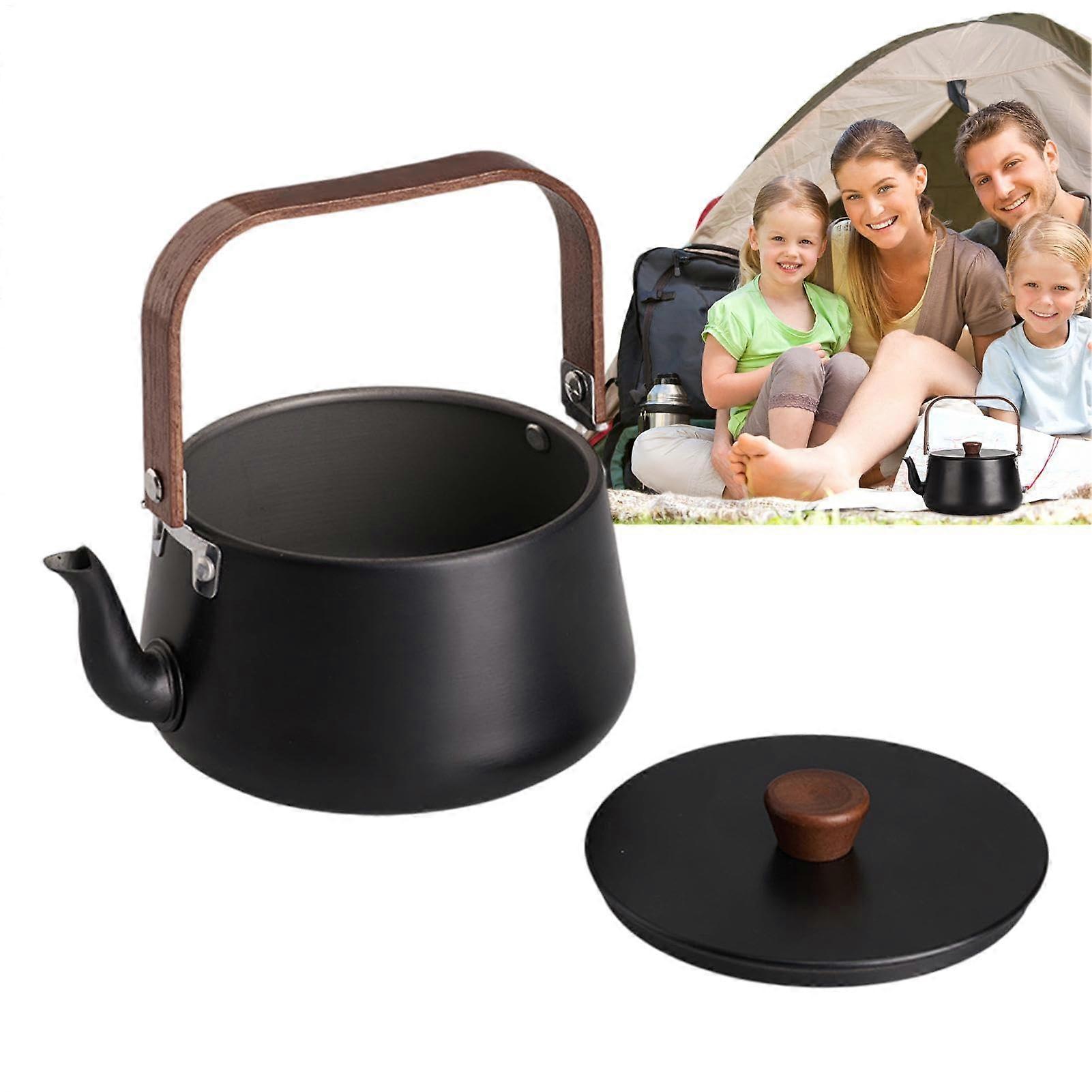 1.1 l portable camping coffee pot, compact teapot for outdoors, black