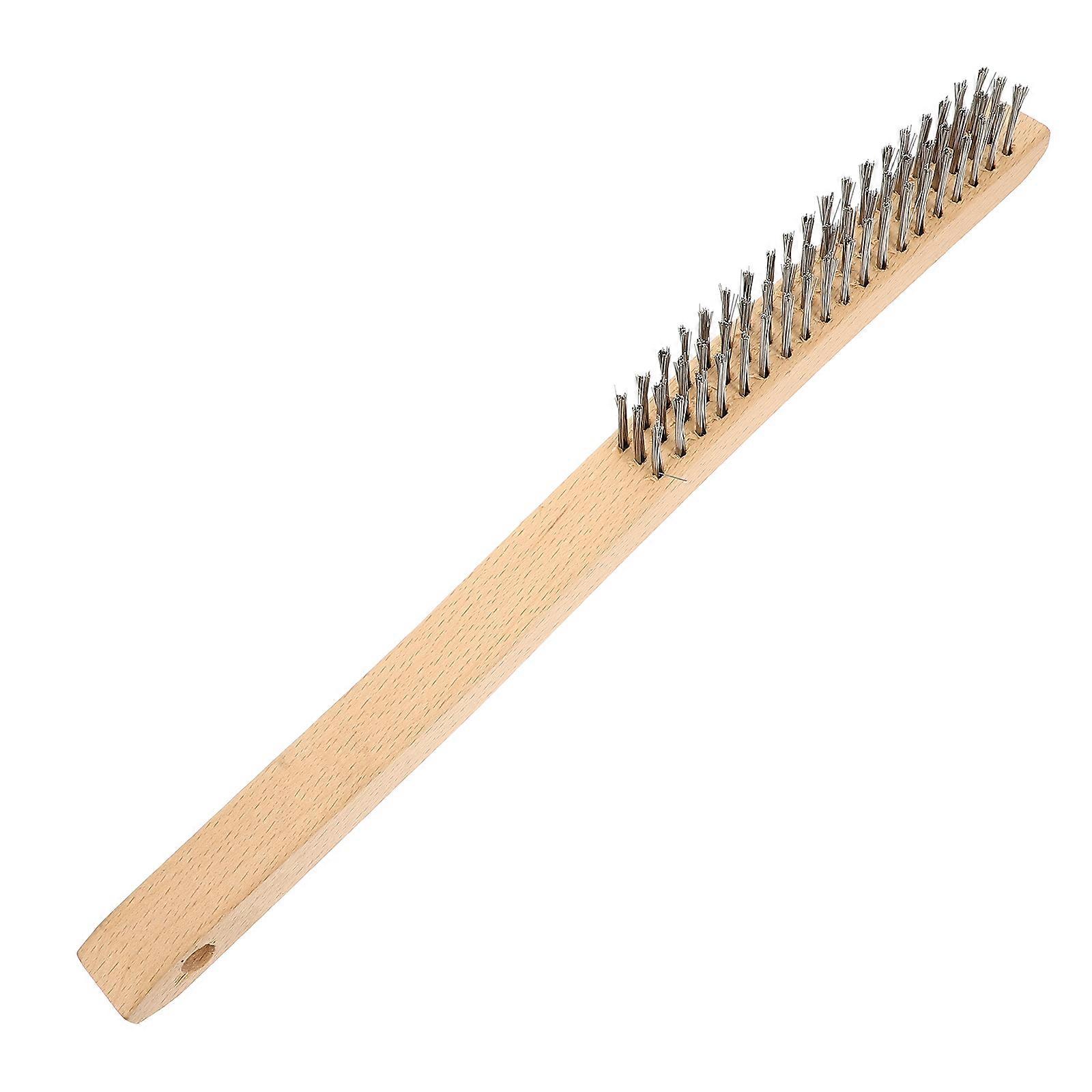 Wire Scrub Brush With Wooden Handle For Workshop Use Men And Women 35.00X4.30X2.30CM Deburring 1 Set