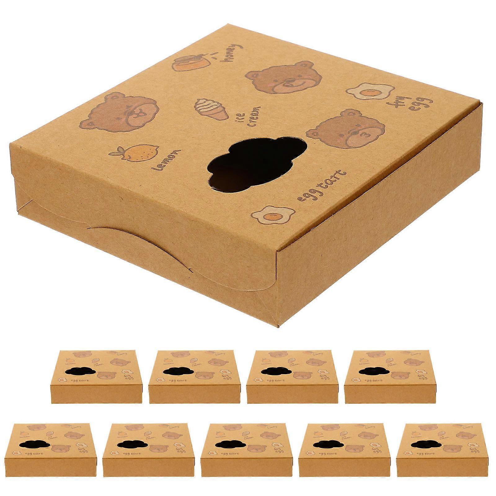 Bakery Carrier Boxes Muffins Box Egg Tarts Grocery Store 14.50X14.30X3.50CM 10Pcs