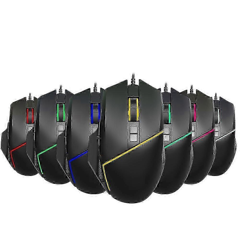 Wired Gaming Mouse USB Colorful Lighting Adjustable 6400DPI Computer Accessories
