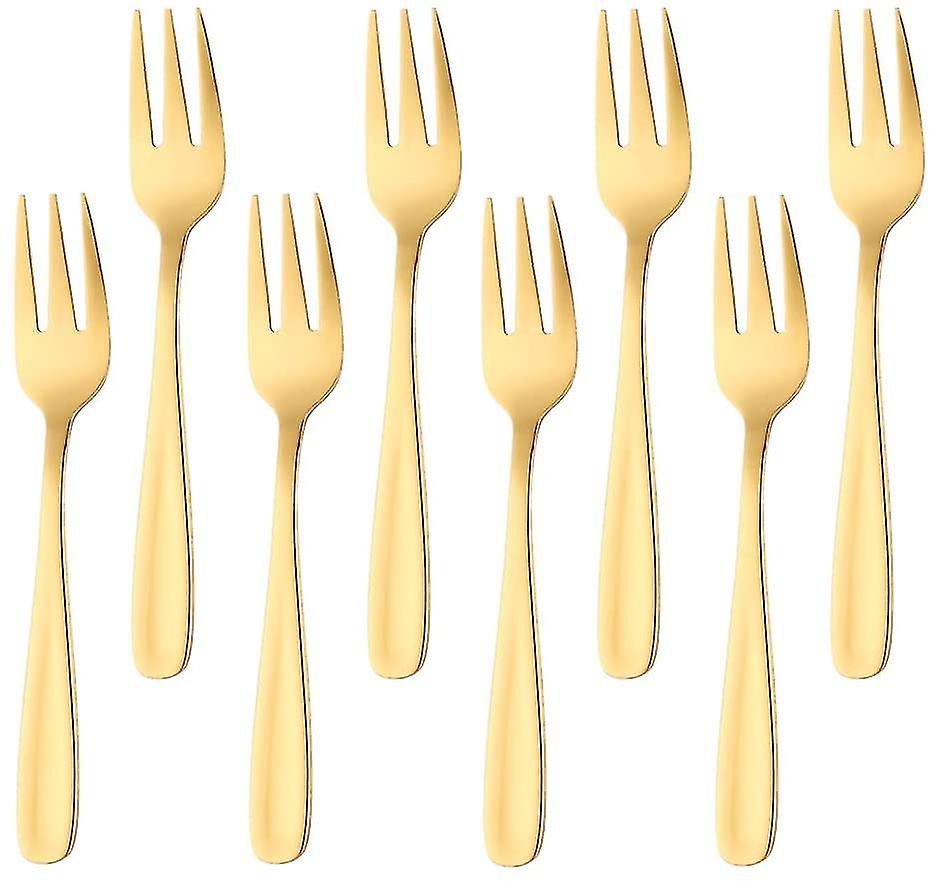 8 Pcs Dinner Fork, Stainless Steel 13.7cm Forks,gold