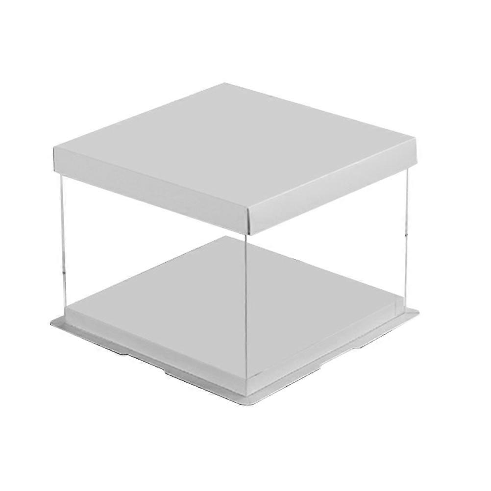 Transparent Baking Packaging Square Cake Box For Special Occasions 8 Inch White 1Pack