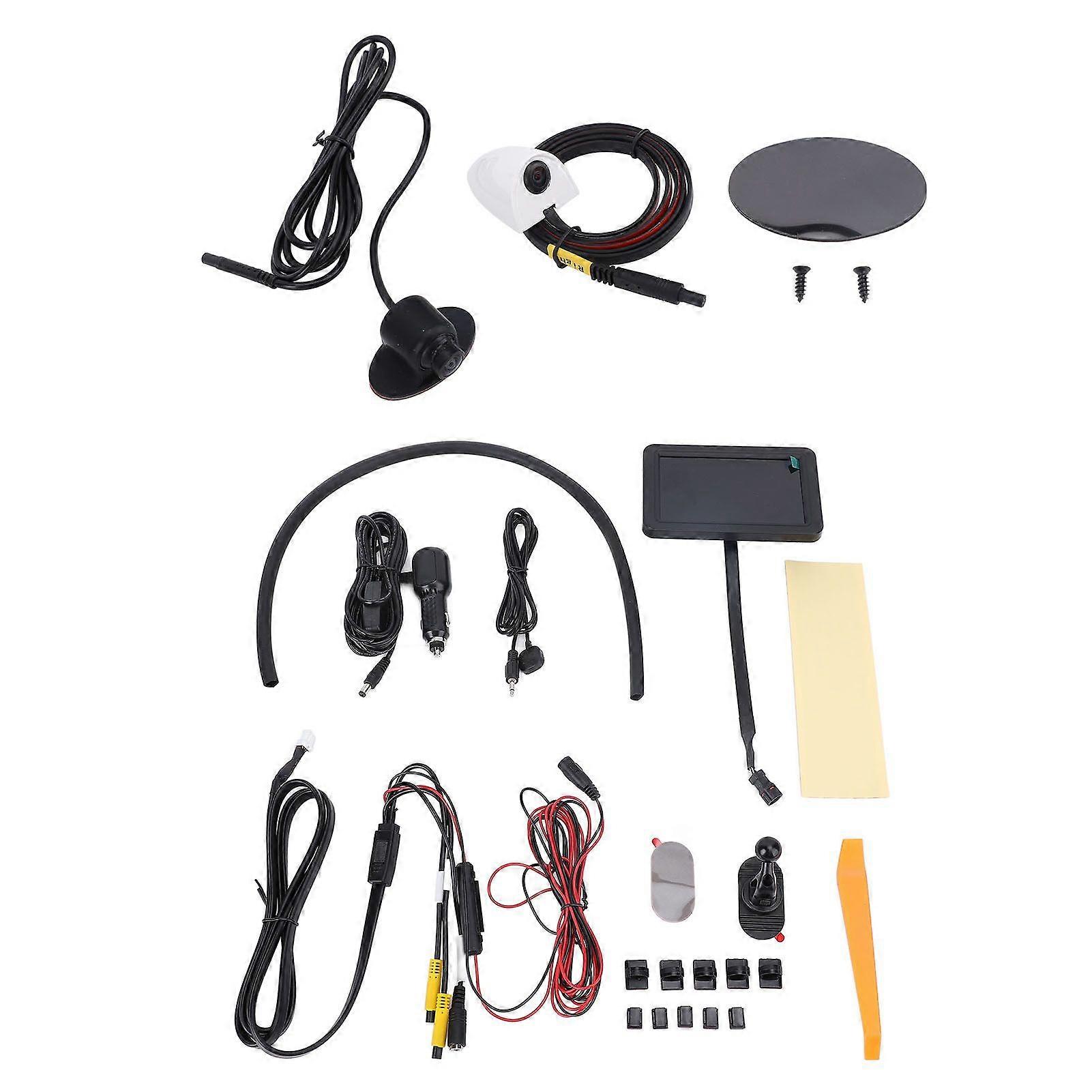 Right Car Blind Spot Cameras Kit with 5 Inch Display Screen 2 Channel 800 X 480IPS Wide Angle Side View Camera DVR System for Left Hand Drive White MK