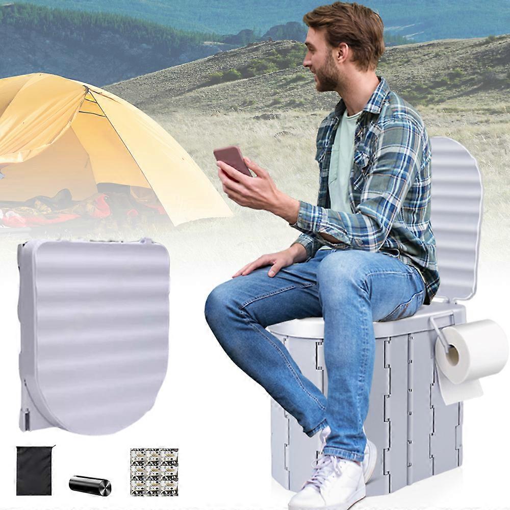 WC portatile, sedile WC da 12 pollici aggiornato, WC pieghevole con portarotolo rimovibile