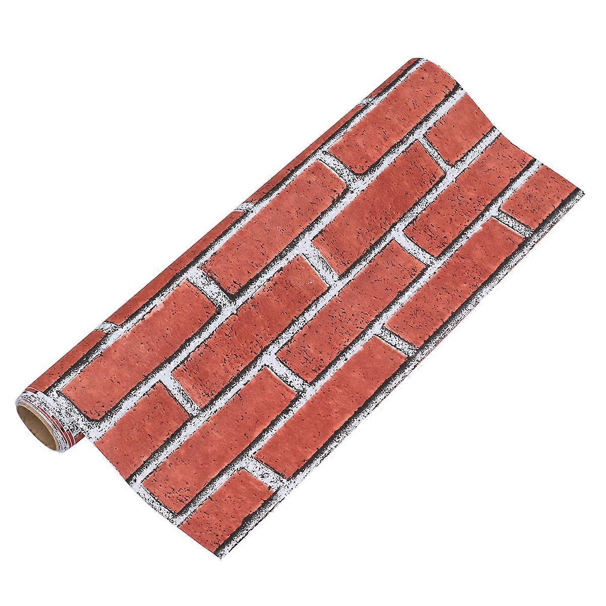 Red Brick Wallpaper Modern Textured Embossed 3D Design for Bedroom Living Room Sofa TV Background Self-Adhesive 1Set