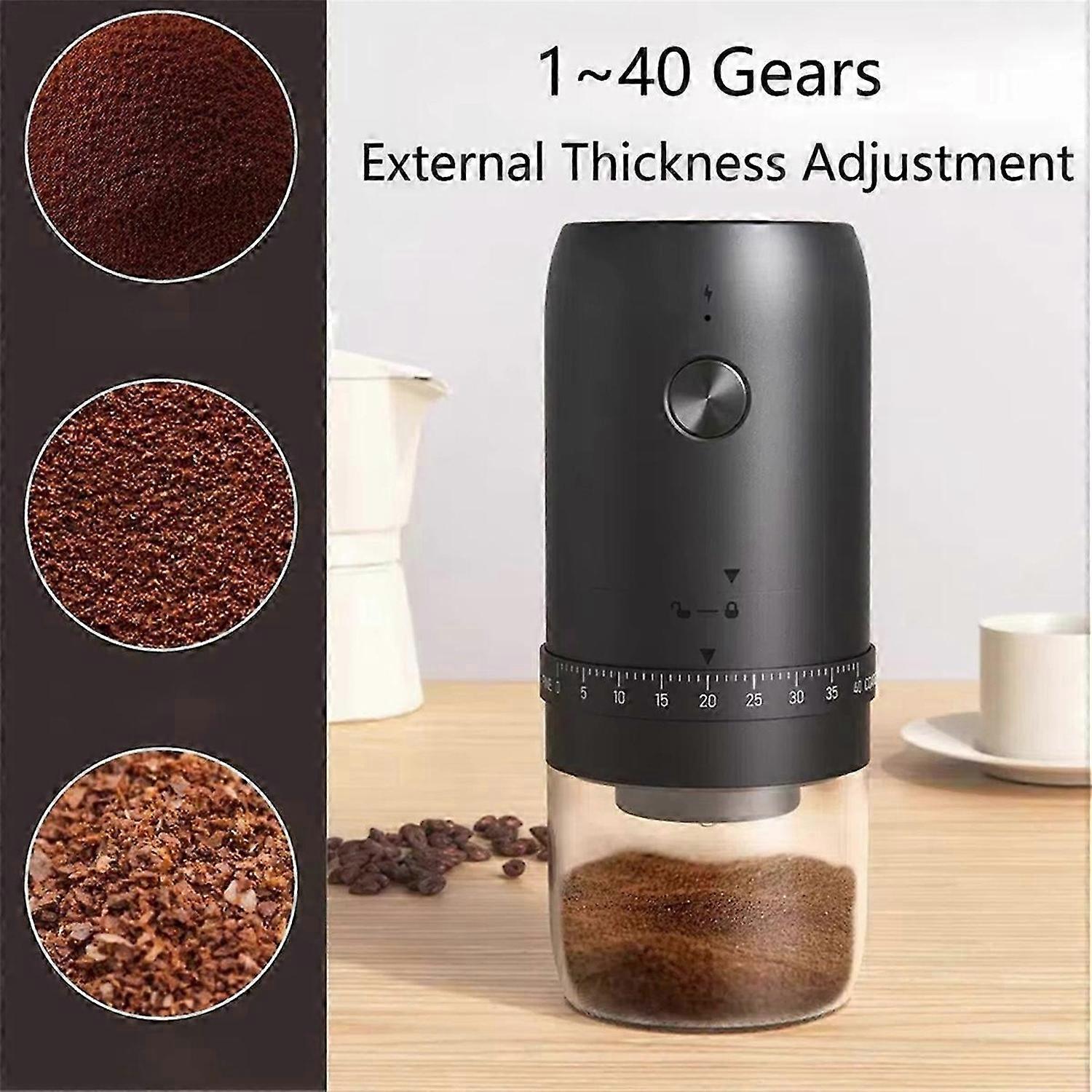Portable Electric Coffee Grinder 40 Gears Adjustment One-Button Start Bean Grinder USB Rechargeable
