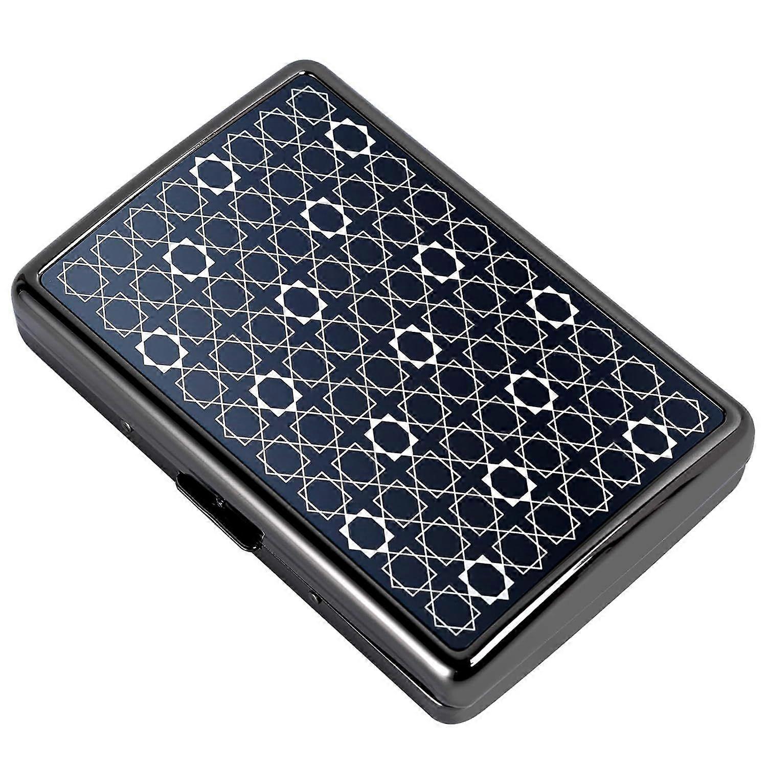 Metal Wavy Cigarette Case, Pocket Holder Credit Card Holder Protective Security Wallet Case, Holds 18 100mm Cigarettes