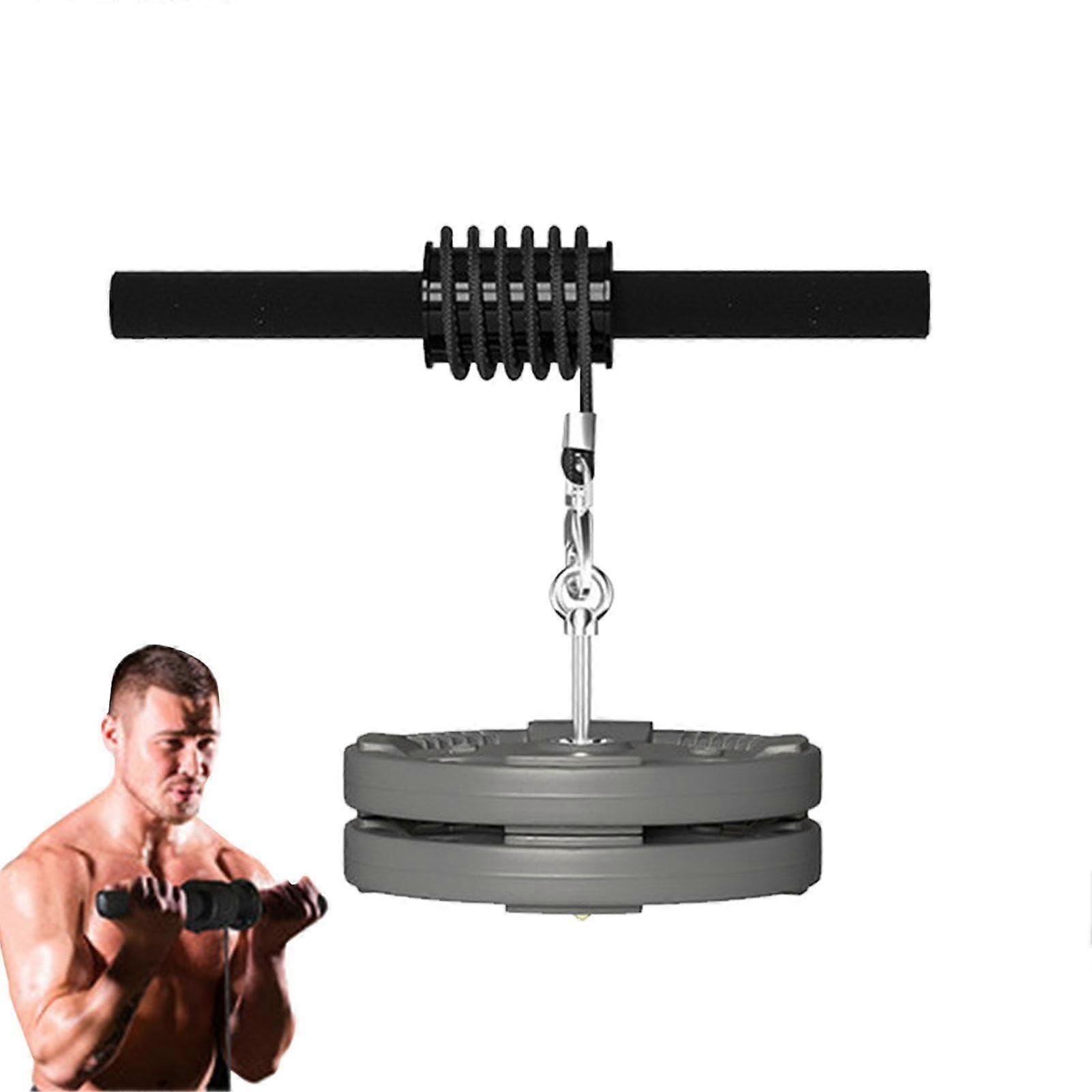 Arm Pulldown Bar, Wrist Forearm Roller Arm Trainer With Sponge Handle, Muscle Strength Training, Black Rope