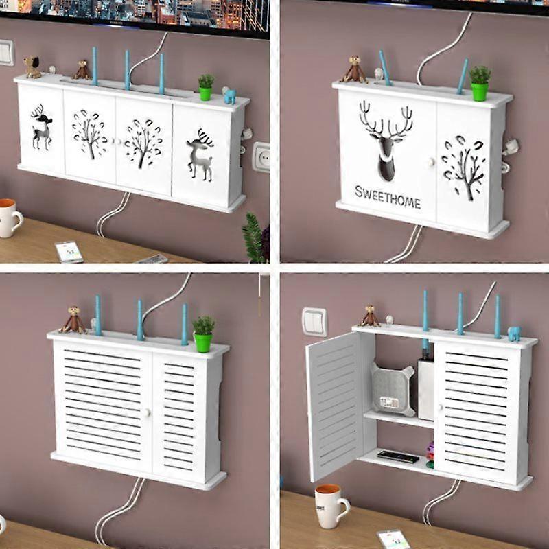 Large Wireless Wifi Router Shelf Storage Boxes Cable Power Plus Wire Bracket