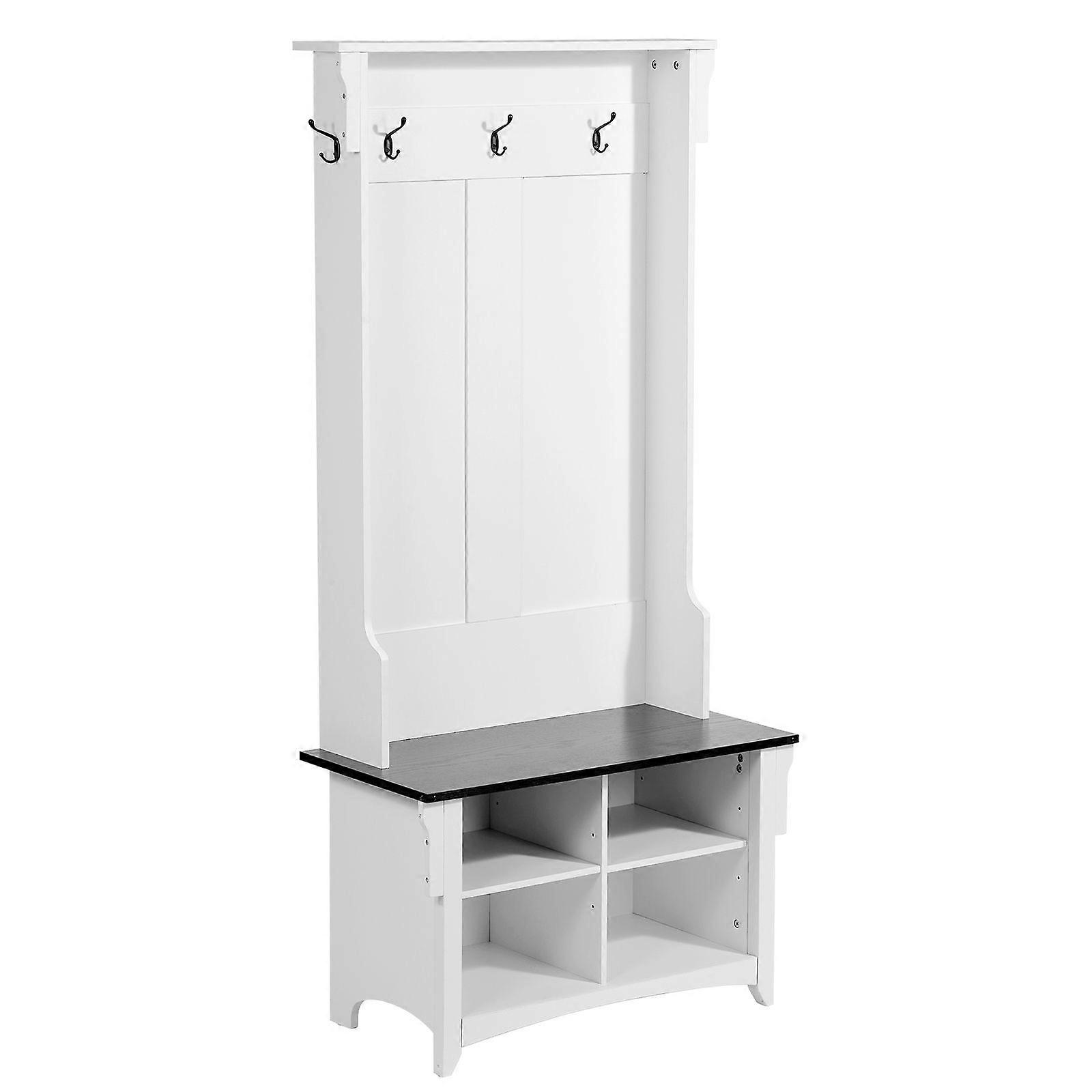 Entryway Bench, Coat Rack with Shoe Storage, 32" Wide Mudroom bench with Storage and Seating, Adjustable Shelves and 5 Hanging Hooks