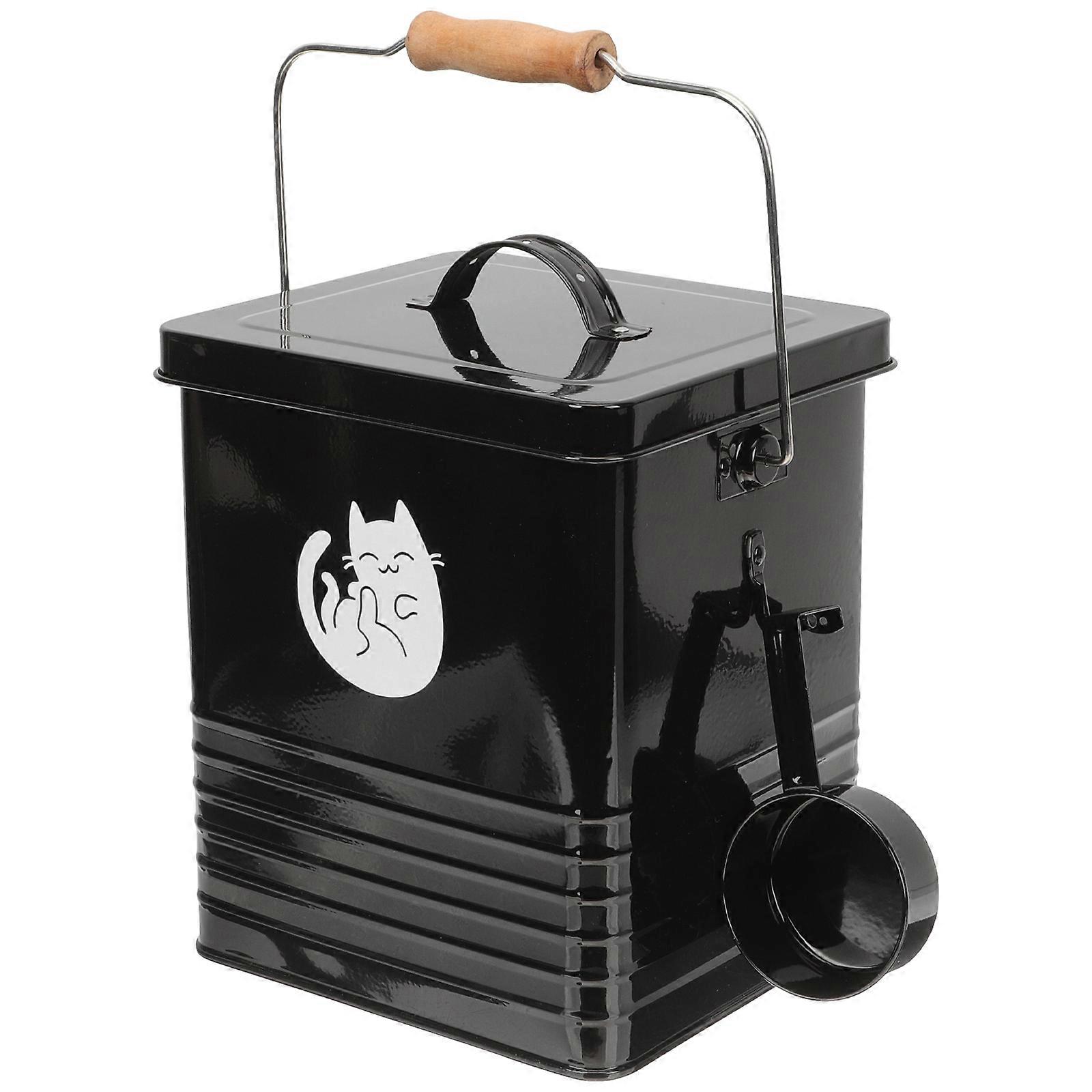Cat Snack Storage Bucket Container for Dog Food Small Pet Food Container with Scoop 23x20cm Sealing 1 Set