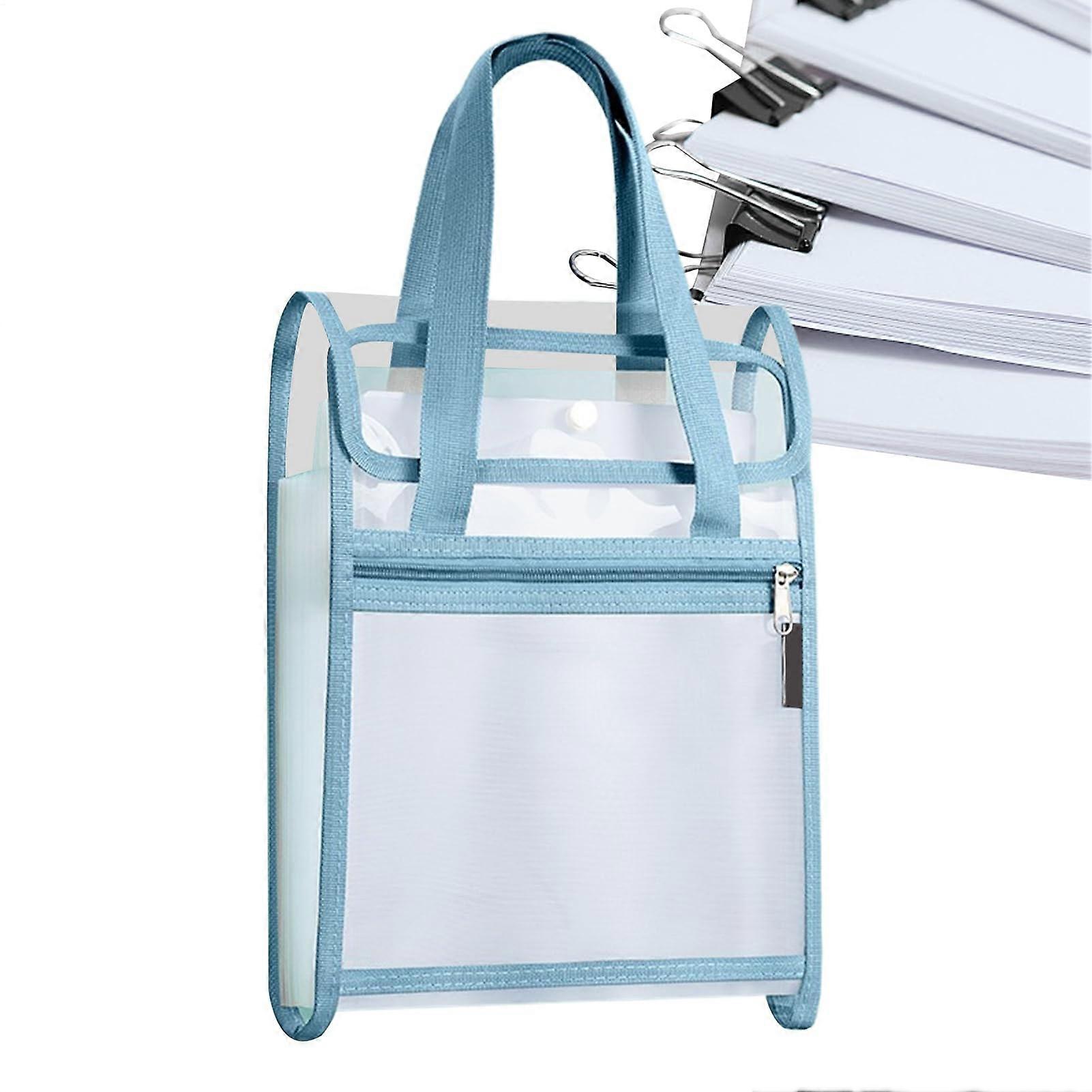 A4 Vertical File Organizer with 13 Expandable Pockets, Durable Document Holder for Office, Classroom, Home, Travel, Blue