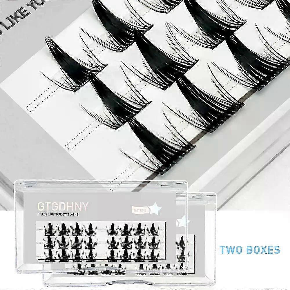 2つのボックスDIYまつげA / MシェイプスパイククラスターまつげエクステンションFishTailミックス3Dヒートボンド偽の個々のメイクアップ既成ファン