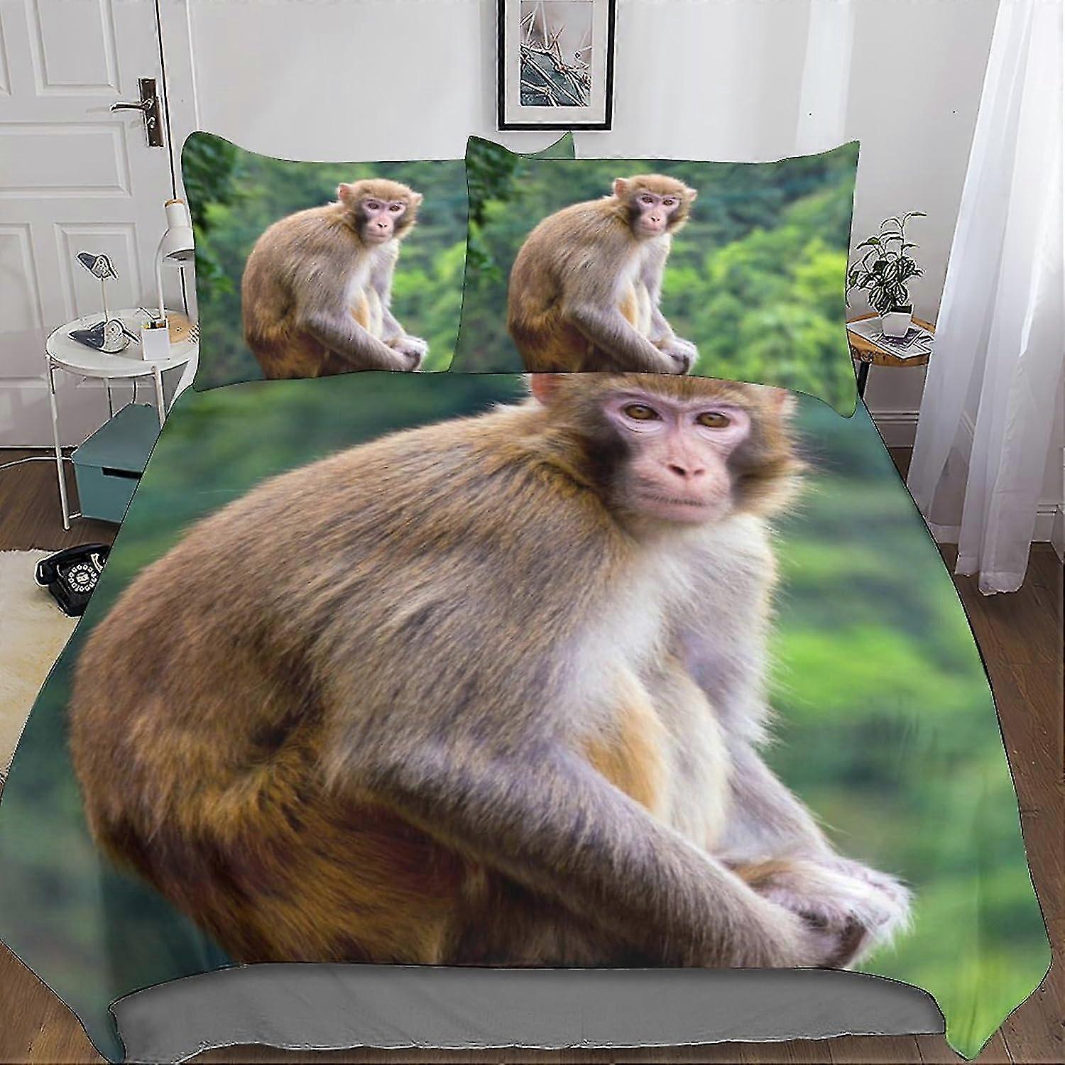 Conjunto de capa de edredão com estampa animal 3D para roupa de cama, microfibra Conjunto de 3 peças com fecho de zíper