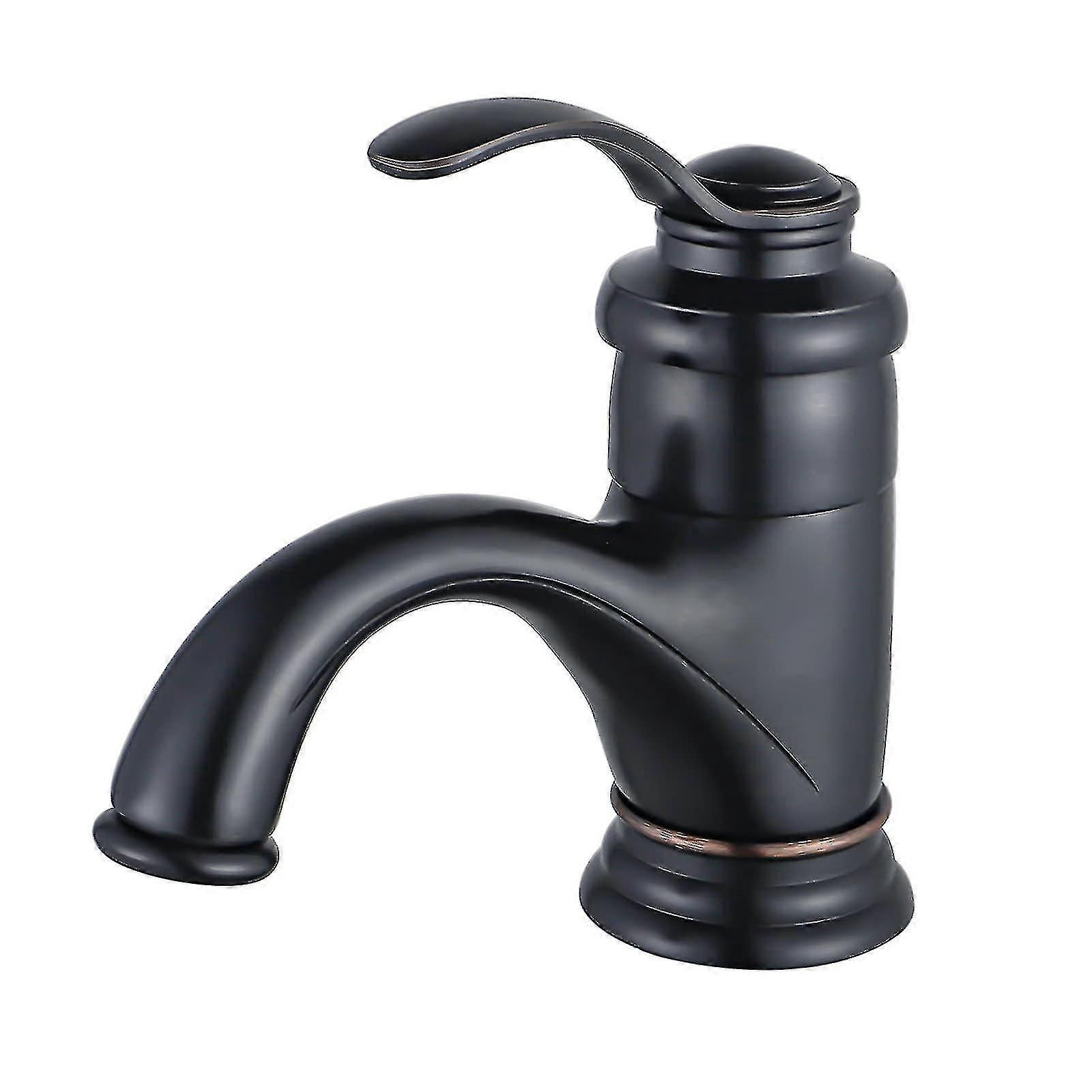 バスルームタップブラックレトロ洗面台ミキサータップアンティークノスタルジアバスルームミキサータップシングルレバー真ちゅうバスルームブラッシュブロンズ