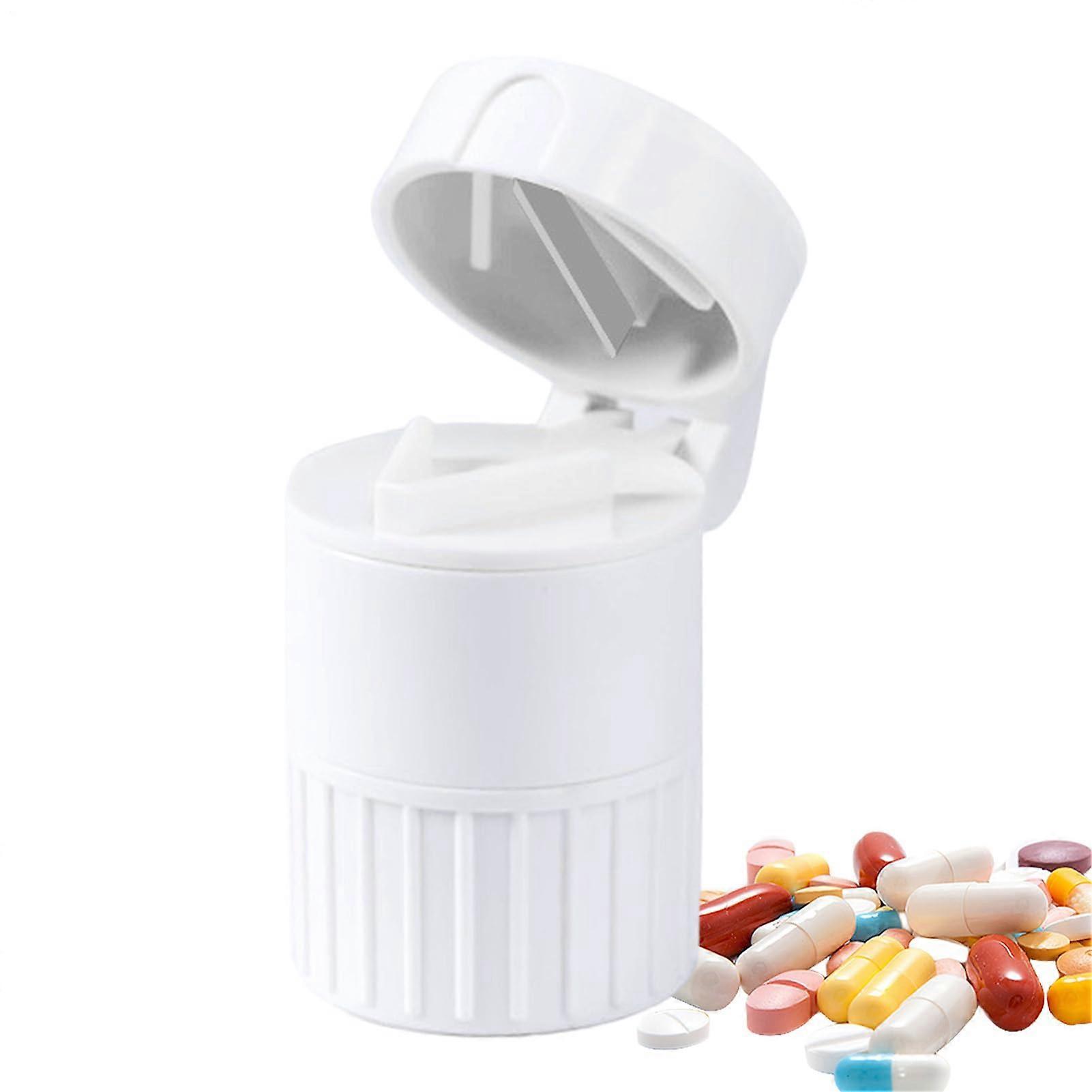 Tablet grinder, pill cutter, tablet cutter, tablet cutter with container tablet cutter and crusher, 4in1 powder grinder, small white crusher.