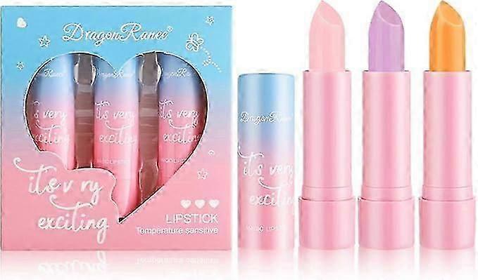 3PCS Lip Balm Set - Lip Balm Multipack - Color Change Moisturizing Lip Blam for Day & Night Lip Care - 3 Color Natural Lip Balm for Dry Cracked Lips P