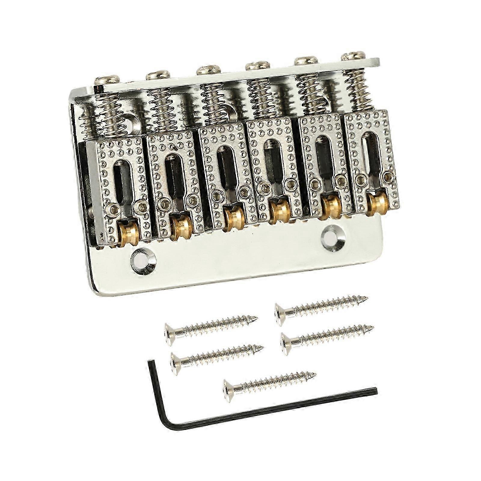 6 String 65MM Fixed Roller Saddle Hardtail Bridge for Fender Strat Tele - Chrome, Gold, Black js